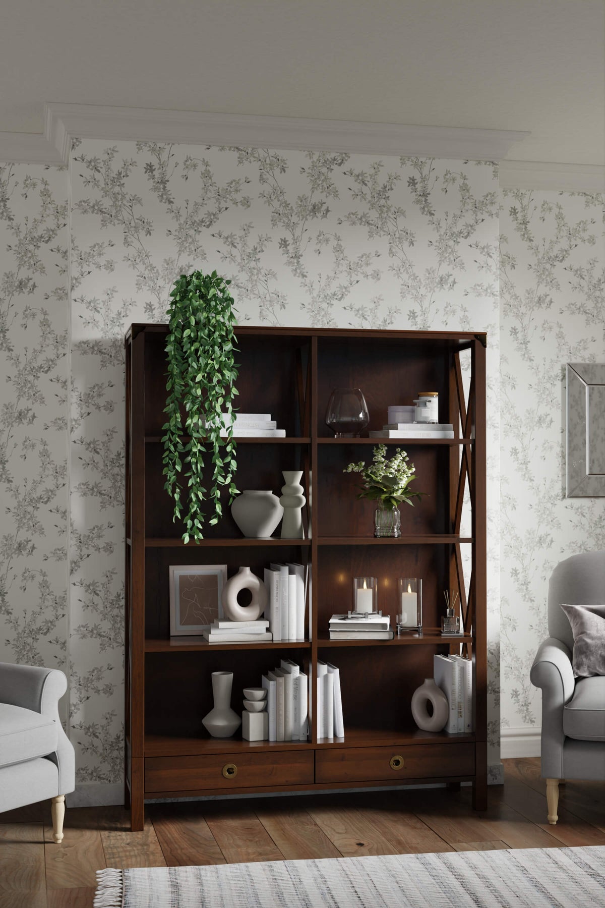 Balmoral 2 Drawer Double Bookcase