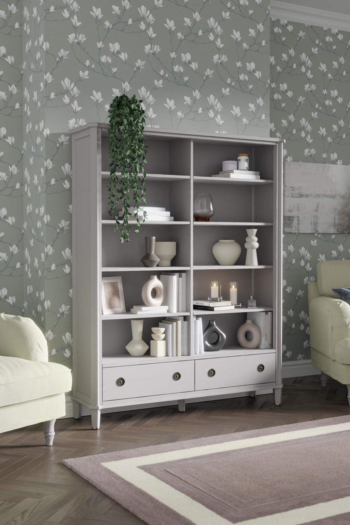 Henshaw 2 Drawer Double Bookcase
