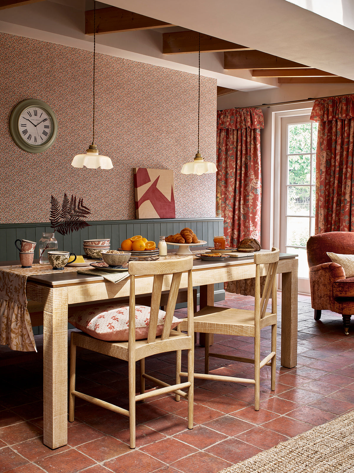 Washed Oak Braystone 6-8 Seater Fixed Dining Table