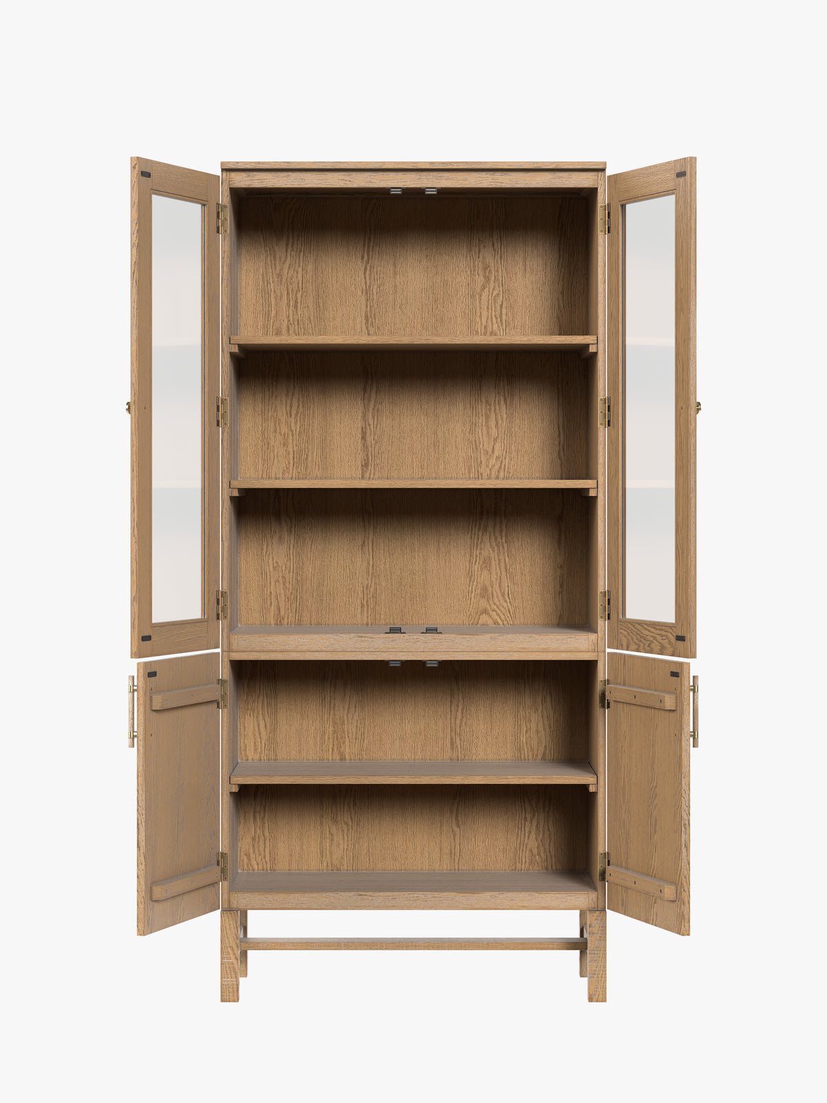 Washed Oak Braystone 4 Door Glazed Cabinet