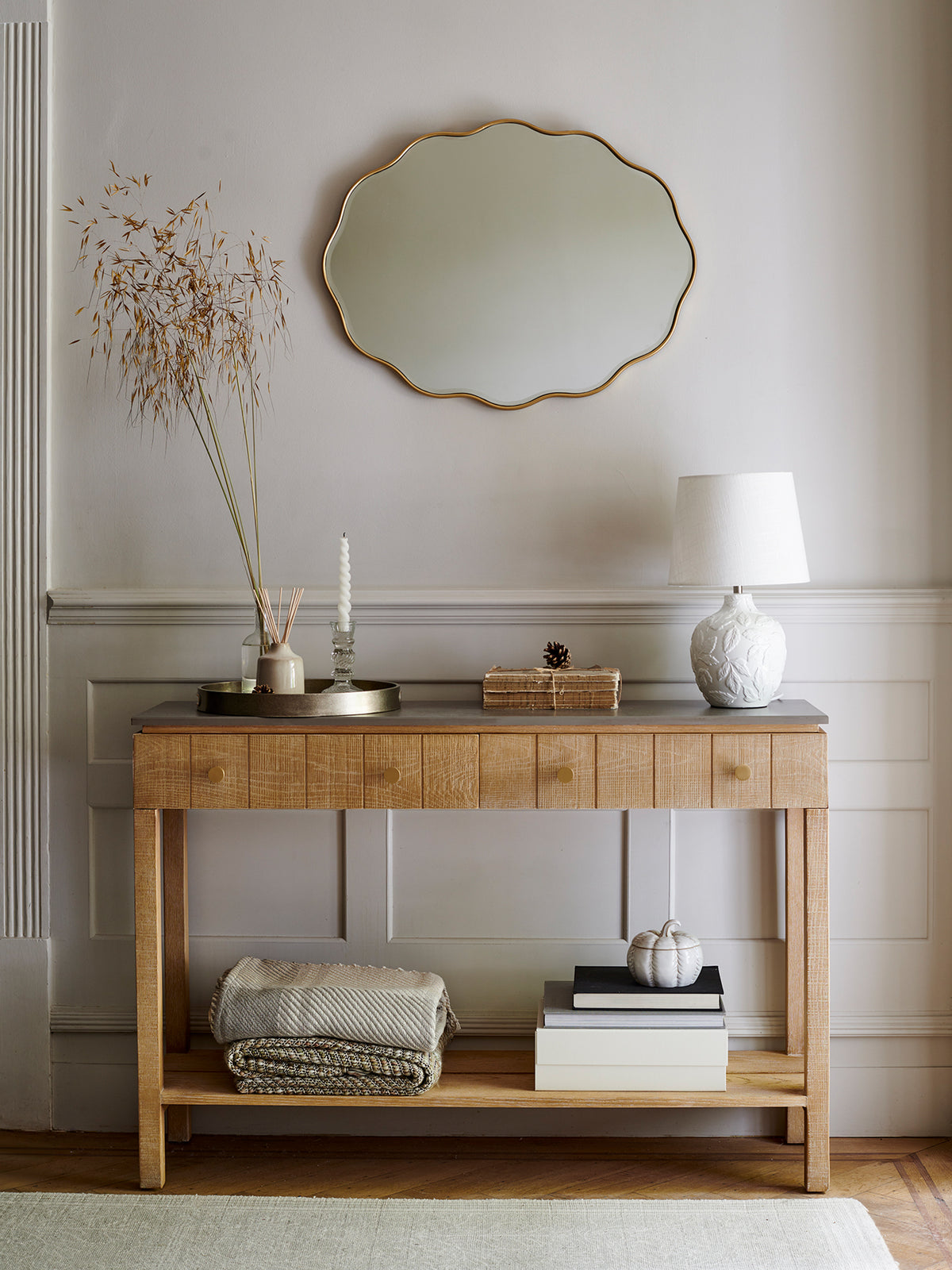 Washed Oak Braystone 2 Drawer Console Table