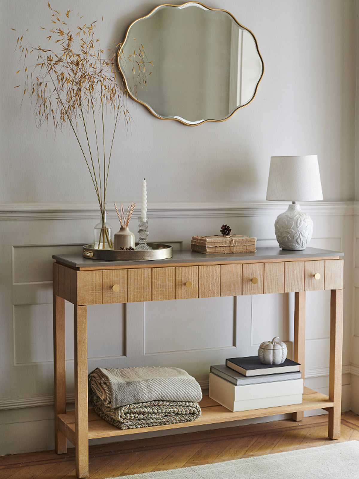 Washed Oak Braystone 2 Drawer Console Table