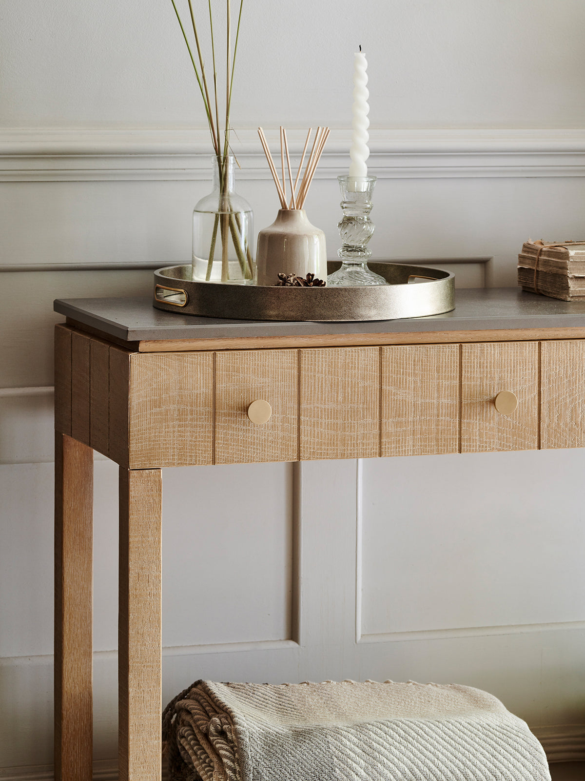 Washed Oak Braystone 2 Drawer Console Table