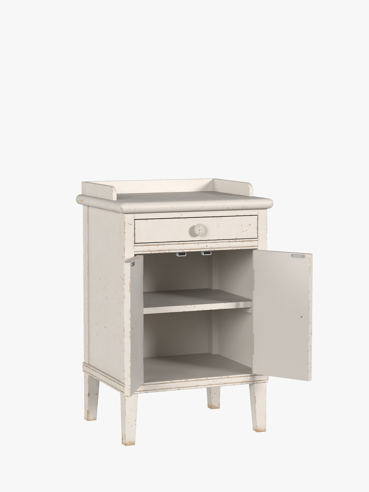 Antique White Annaside 2 Door 1 Drawer Bedside Cabinet