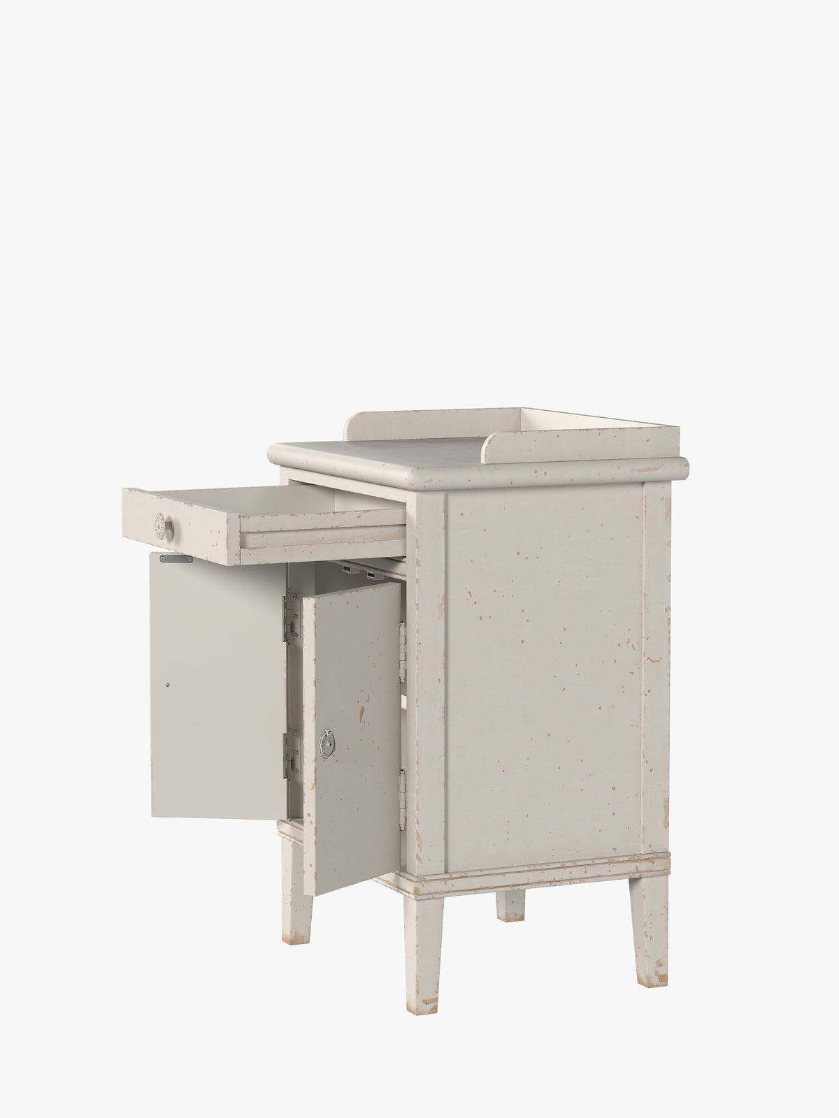 Antique White Annaside 2 Door 1 Drawer Bedside Cabinet