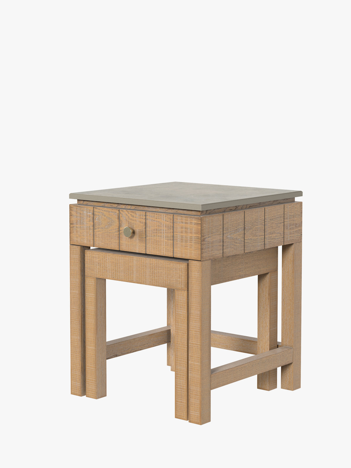 Washed Oak Braystone 1 Drawer Nest Of Tables