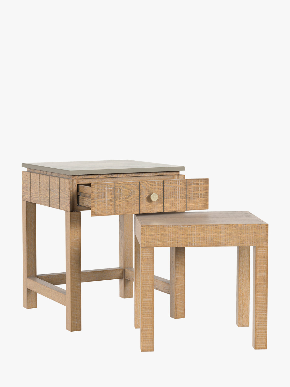 Washed Oak Braystone 1 Drawer Nest Of Tables