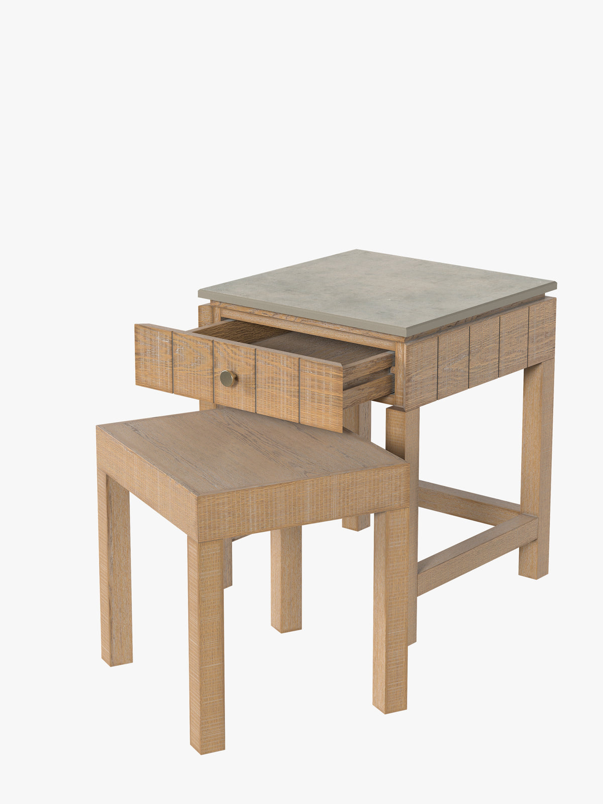 Washed Oak Braystone 1 Drawer Nest Of Tables