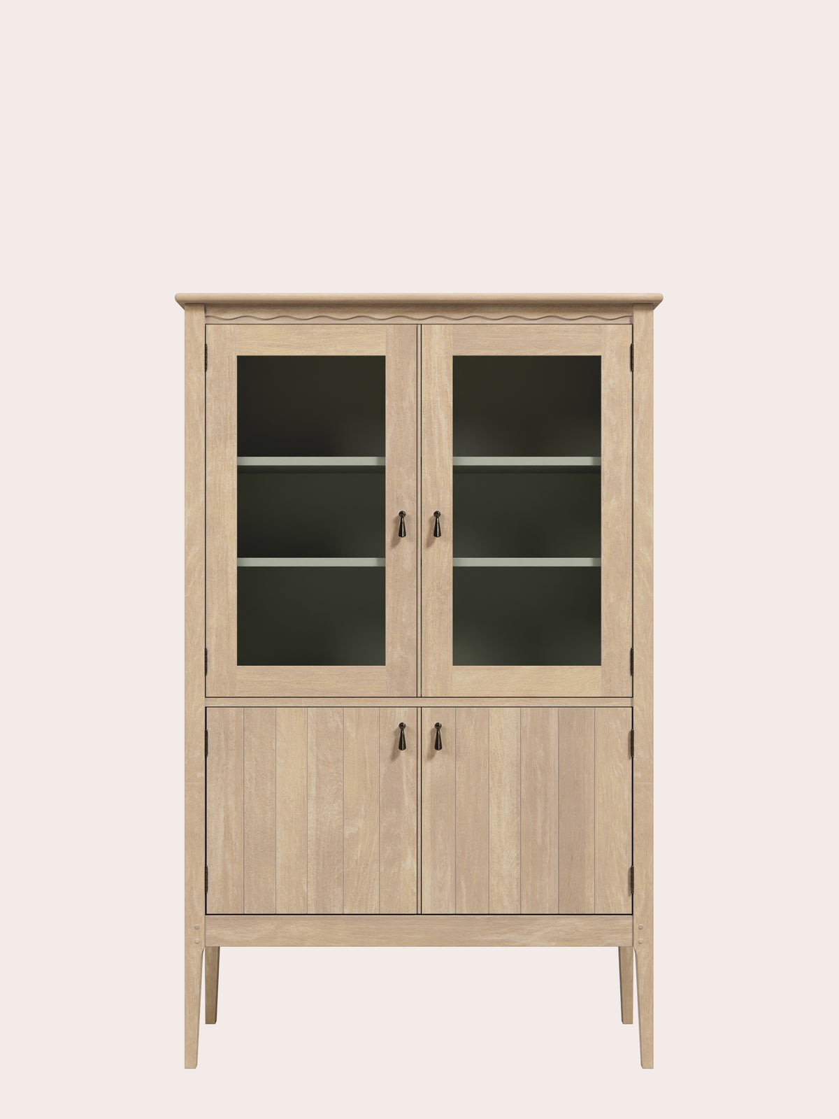 Washed Oak Calford 4 Door Glazed Cabinet