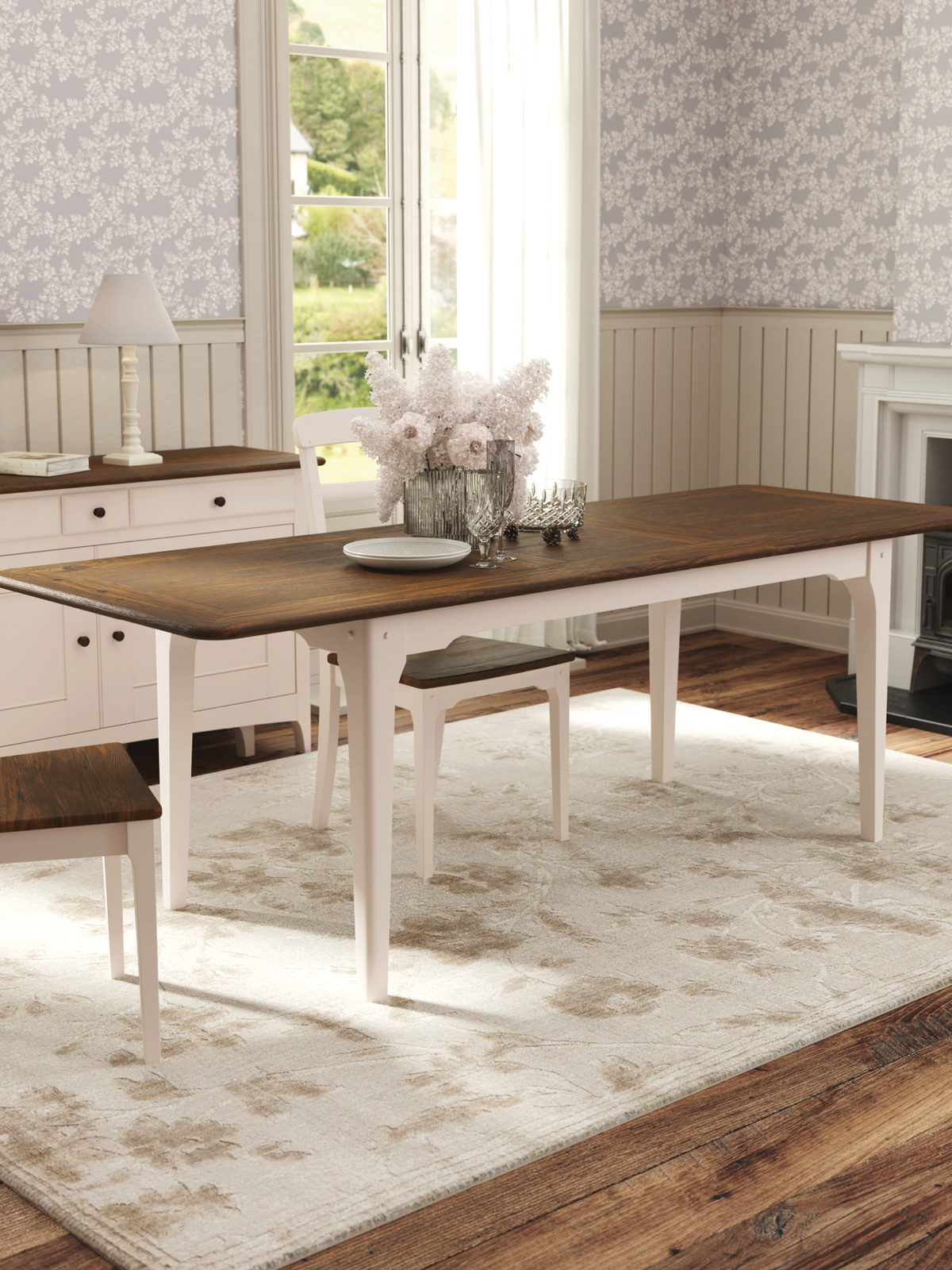 Soft Truffle Dark Chestnut Hapton 6-8 Seater Extending Dining Table