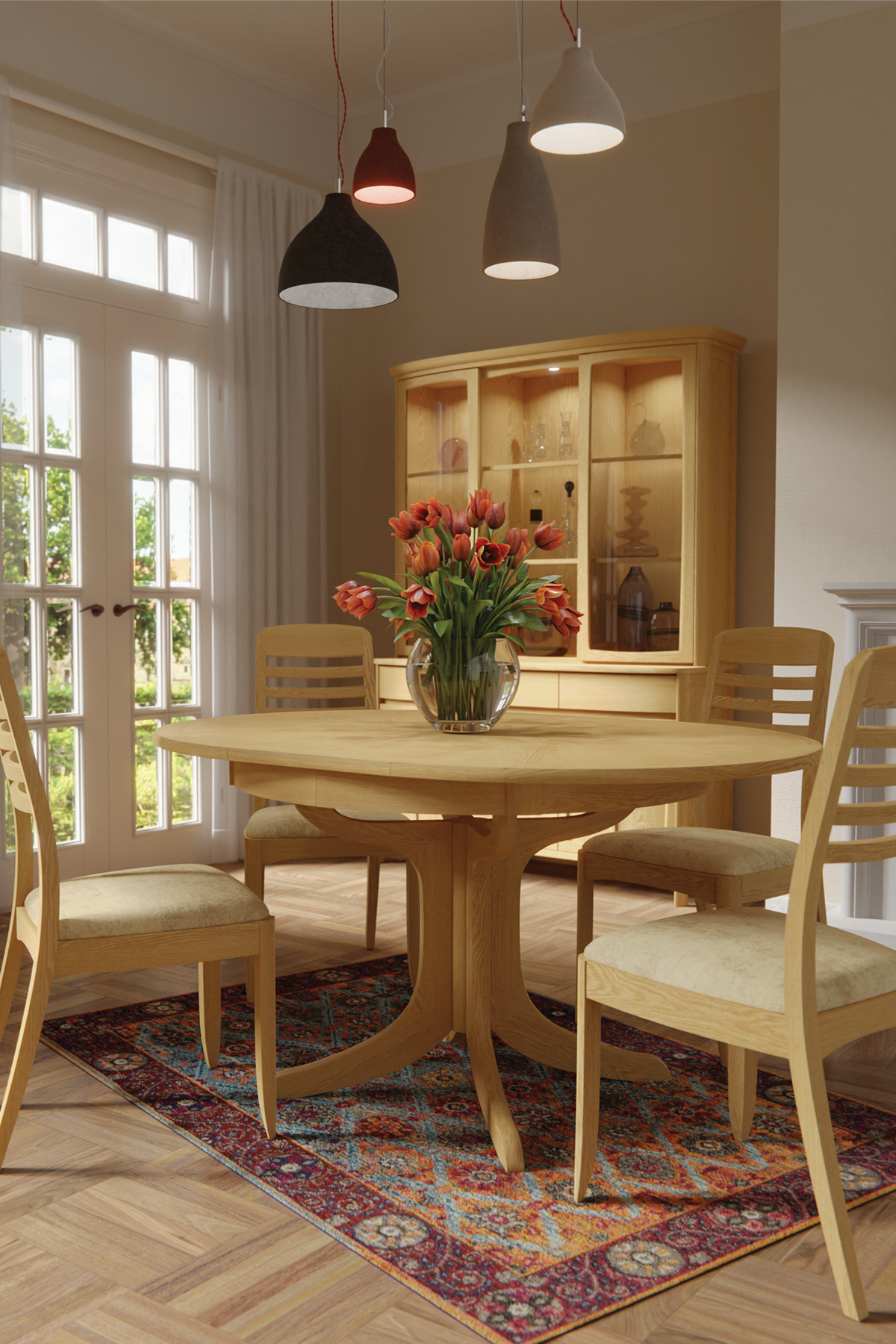 Shadows Round Crown Pedestal Dining Table