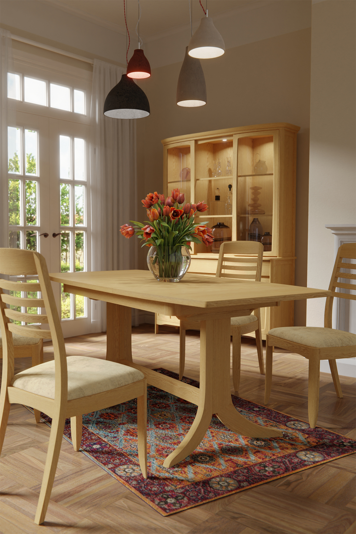 Shadows Rectangular Pedestal Dining Table