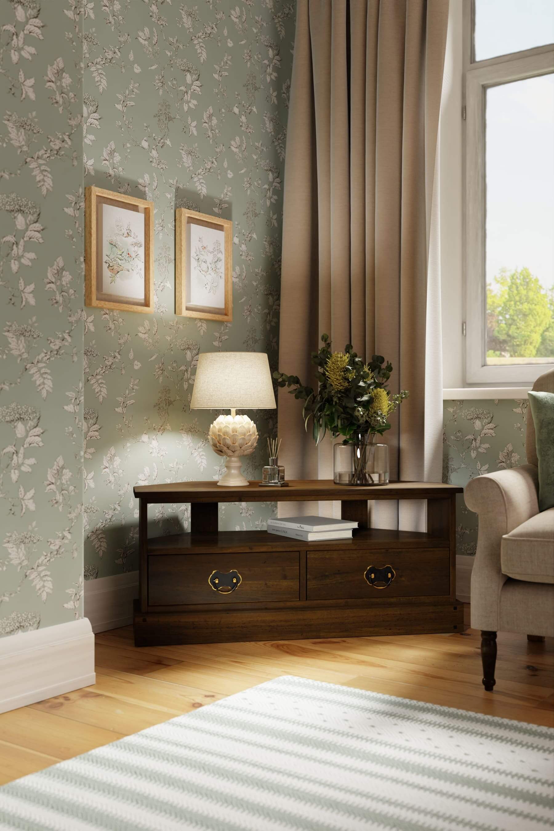 Garrat 2 Drawer Corner TV Unit