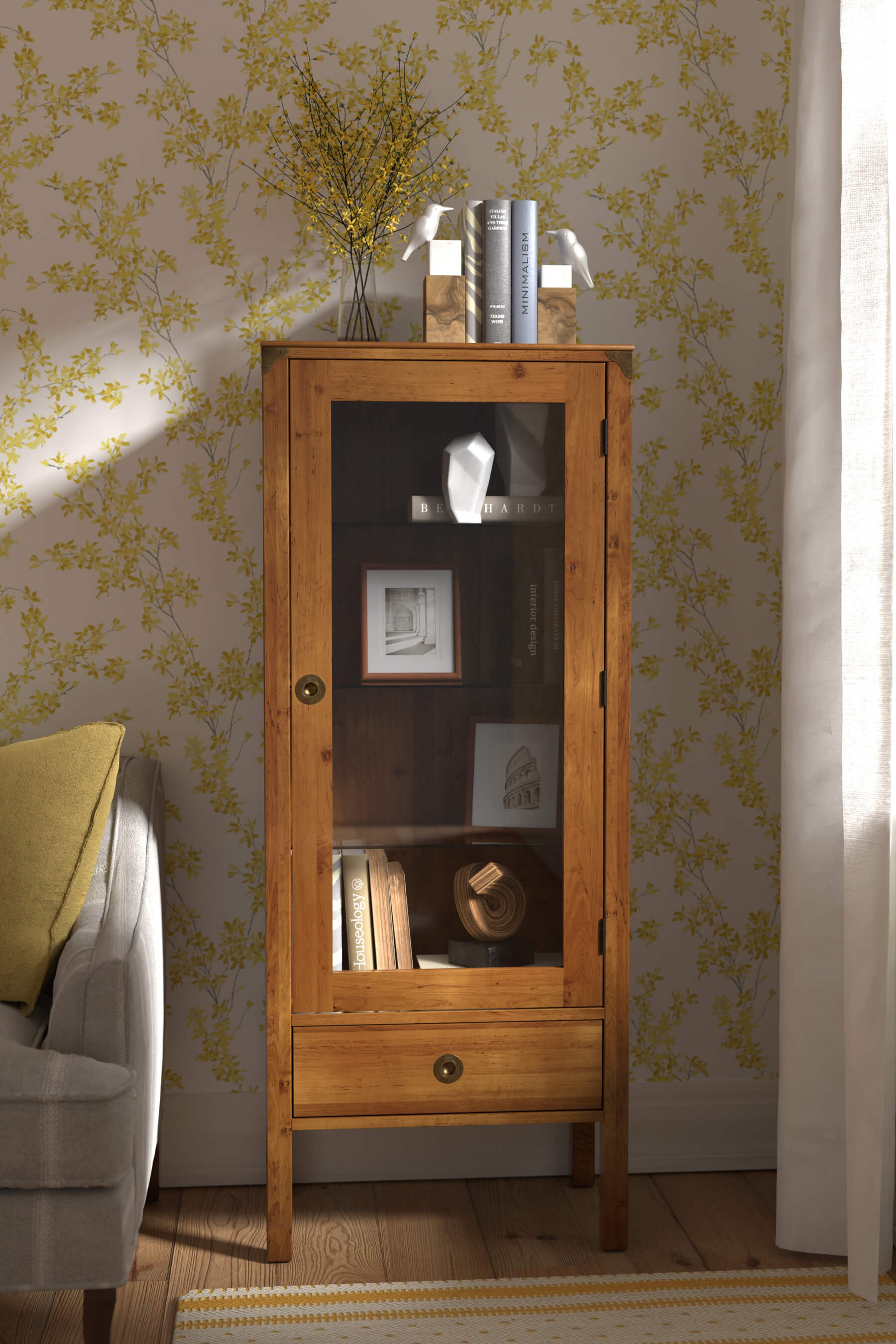 Balmoral 1 Door 1 Drawer Display Cabinet