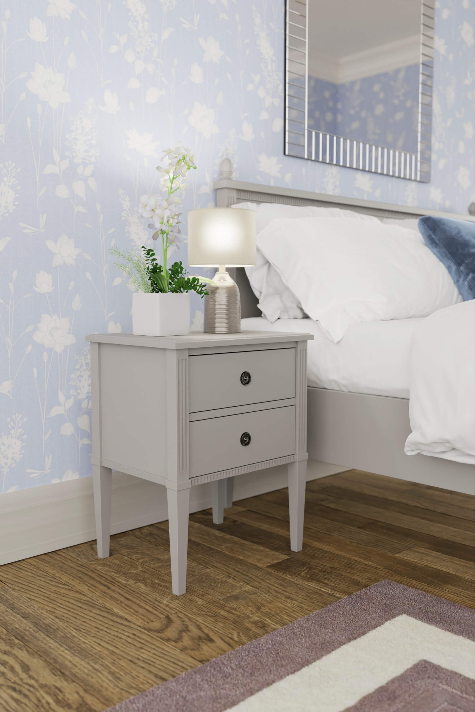 Eleanor Sable Grey 2 Drawer Bedside Chest