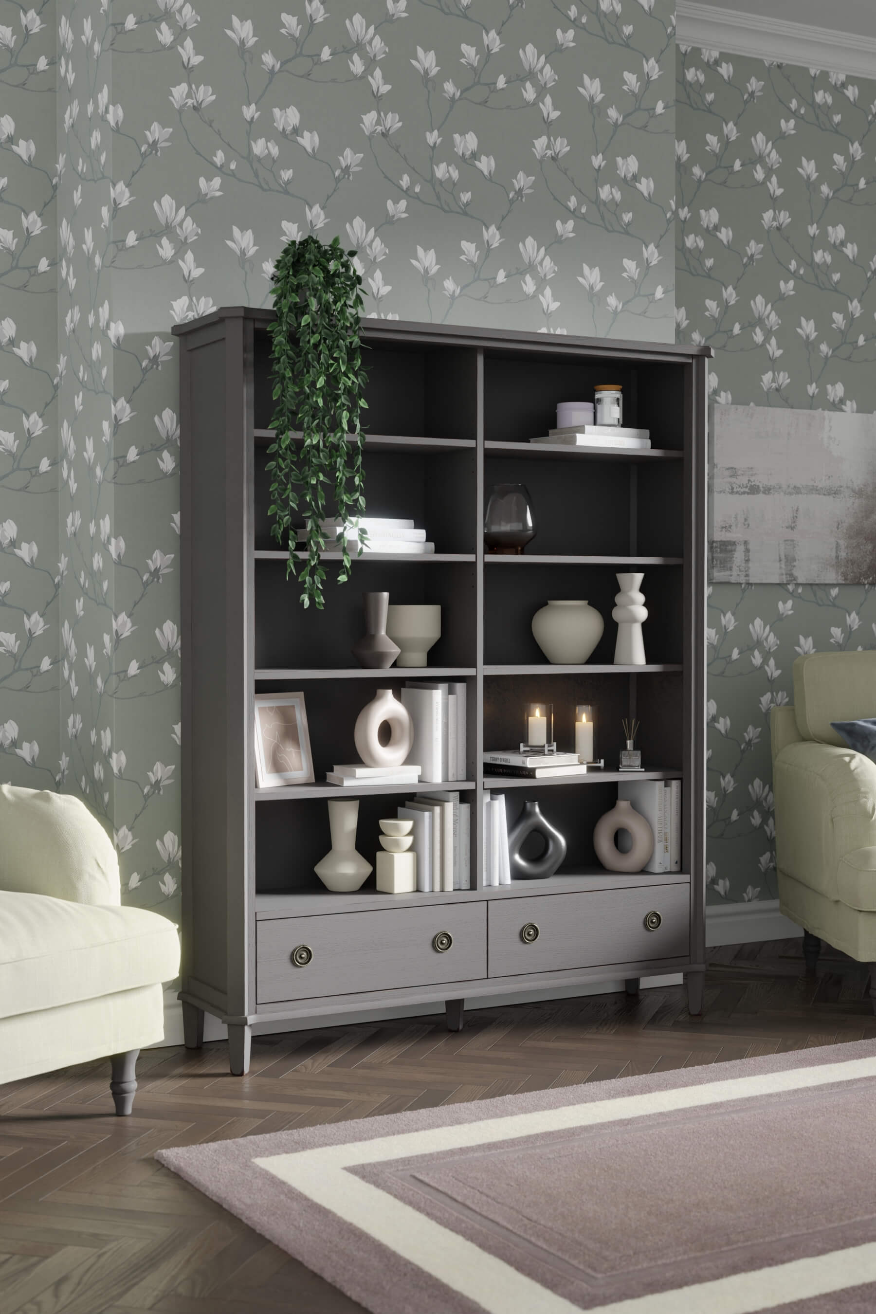 Henshaw 2 Drawer Double Bookcase