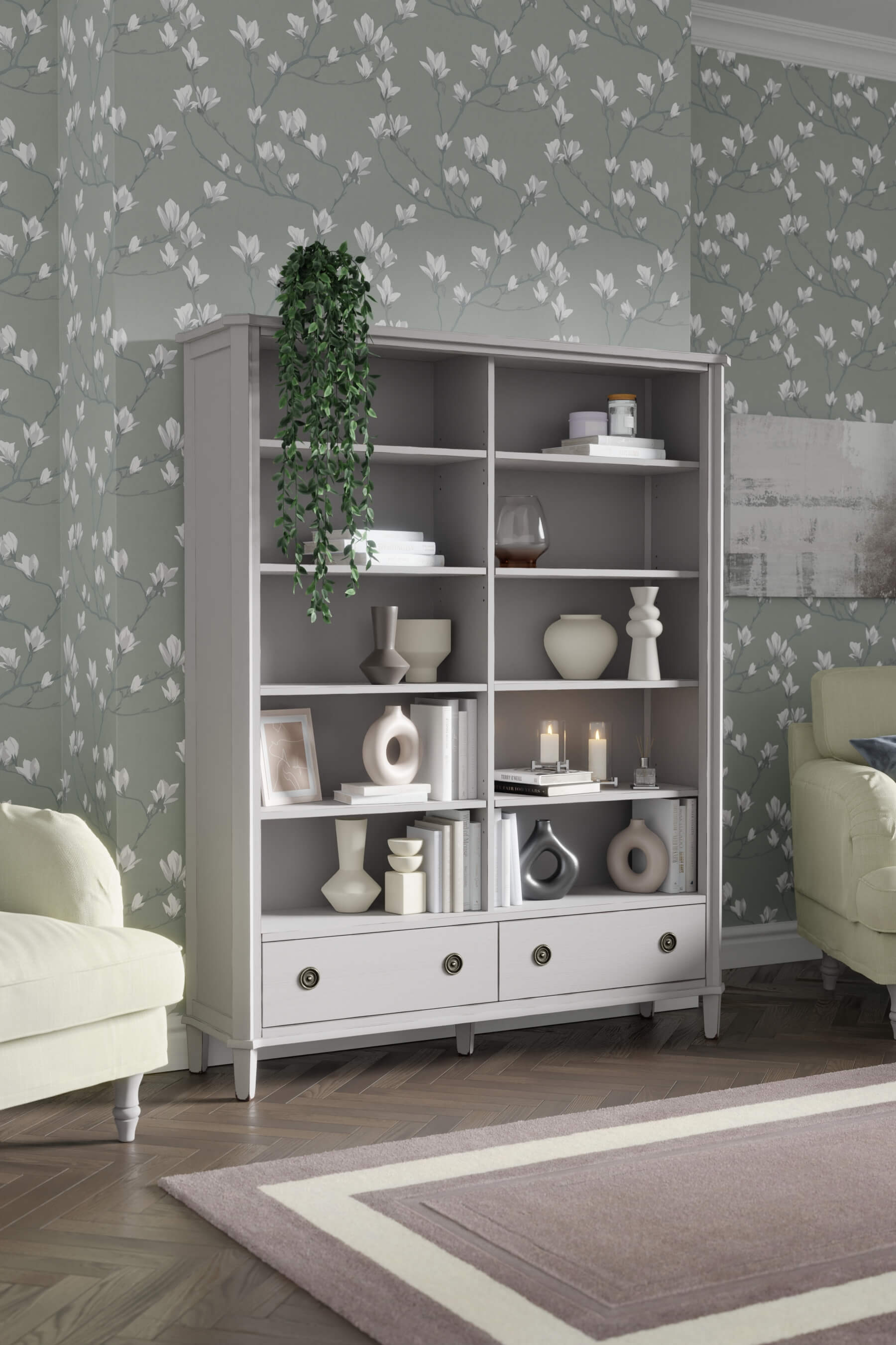Henshaw 2 Drawer Double Bookcase