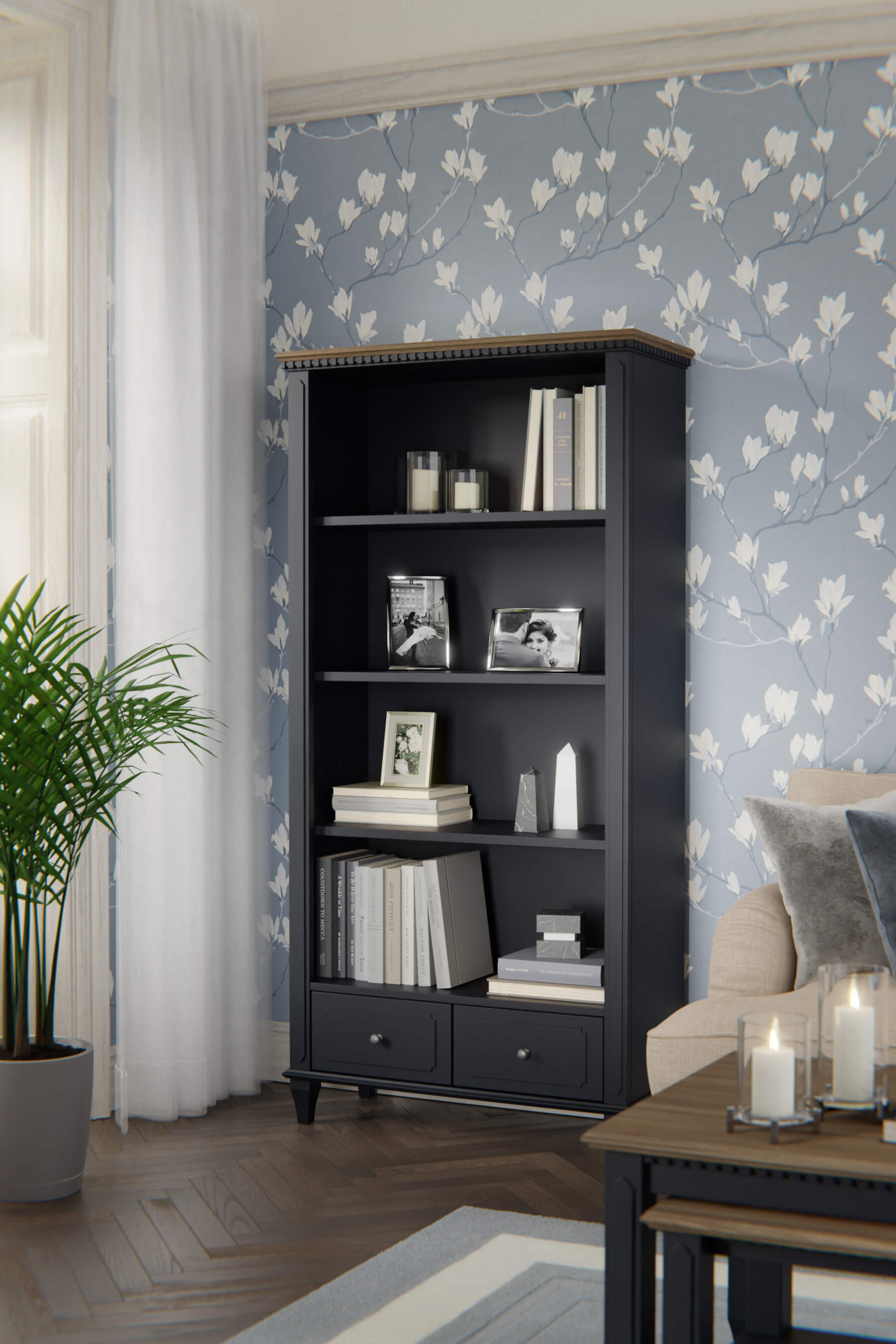 Hanover 2 Drawer Single Bookcase