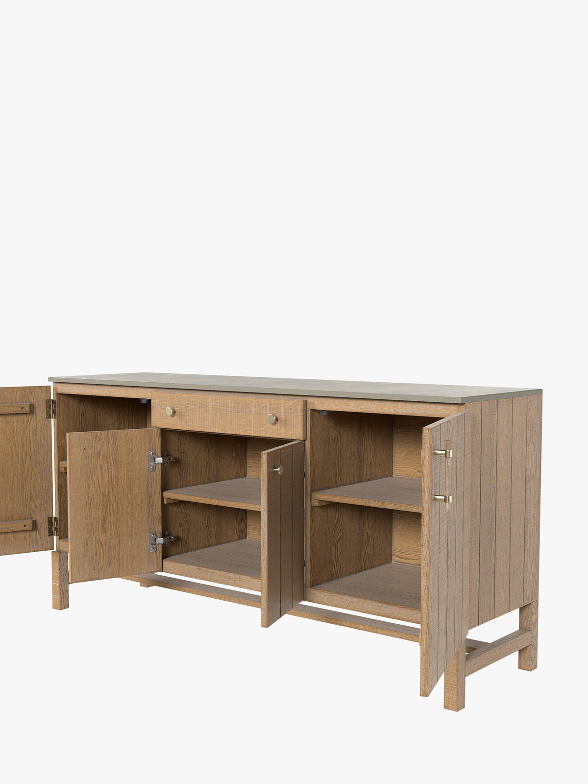 Washed Oak Braystone 4 Door 1 Drawer Sideboard