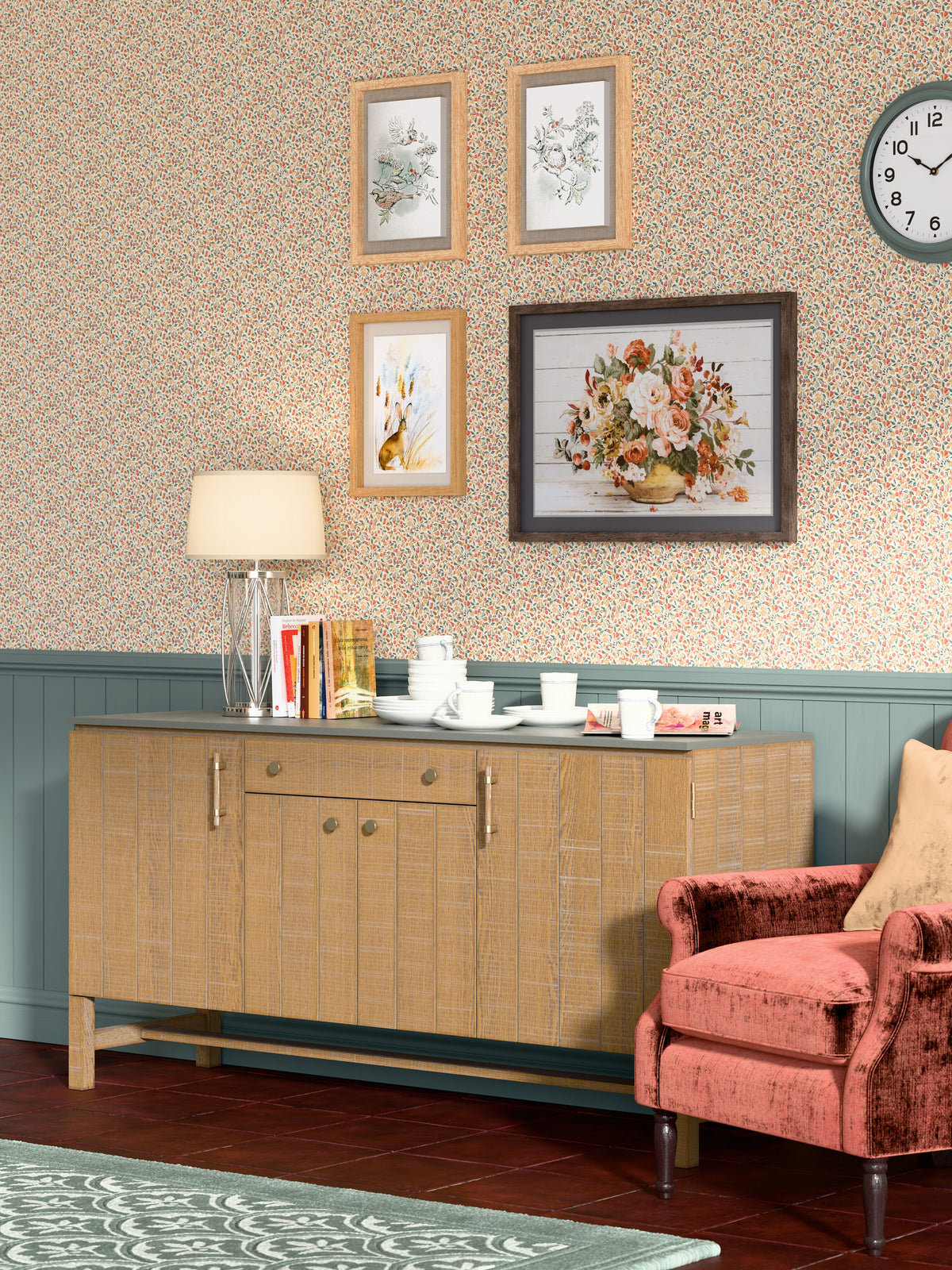 Washed Oak Braystone 4 Door 1 Drawer Sideboard