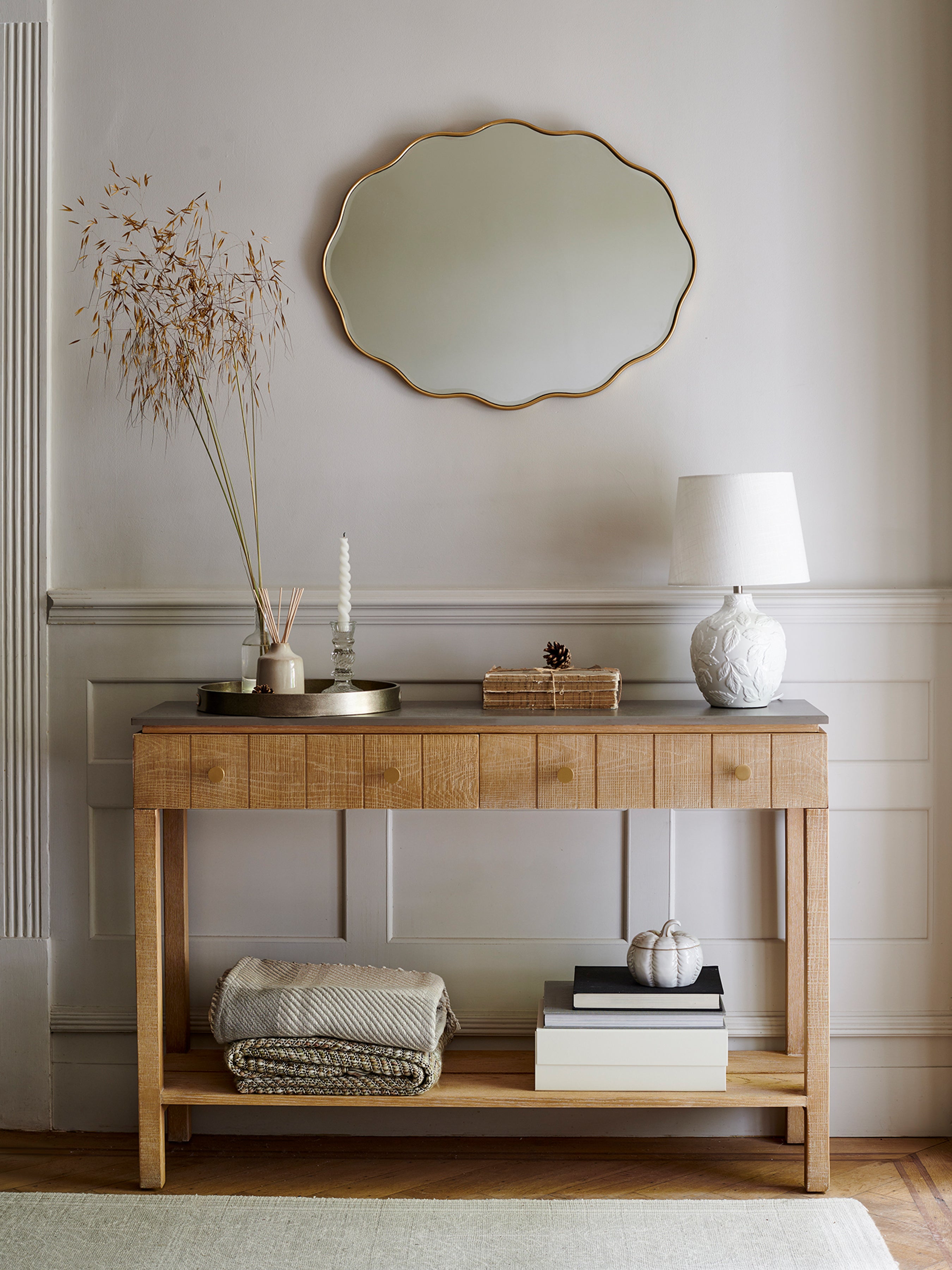 Washed Oak Braystone 2 Drawer Console Table