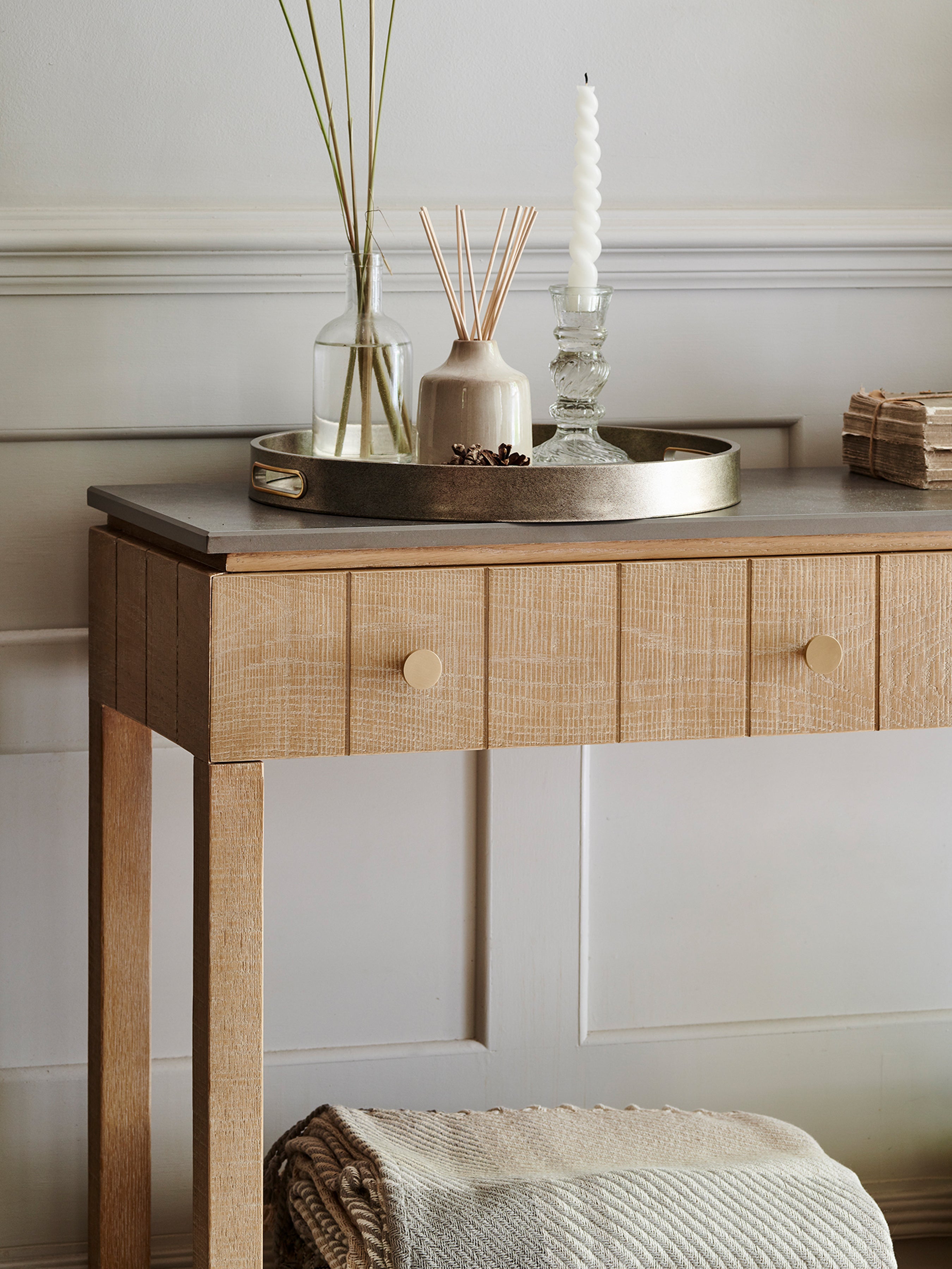 Washed Oak Braystone 2 Drawer Console Table