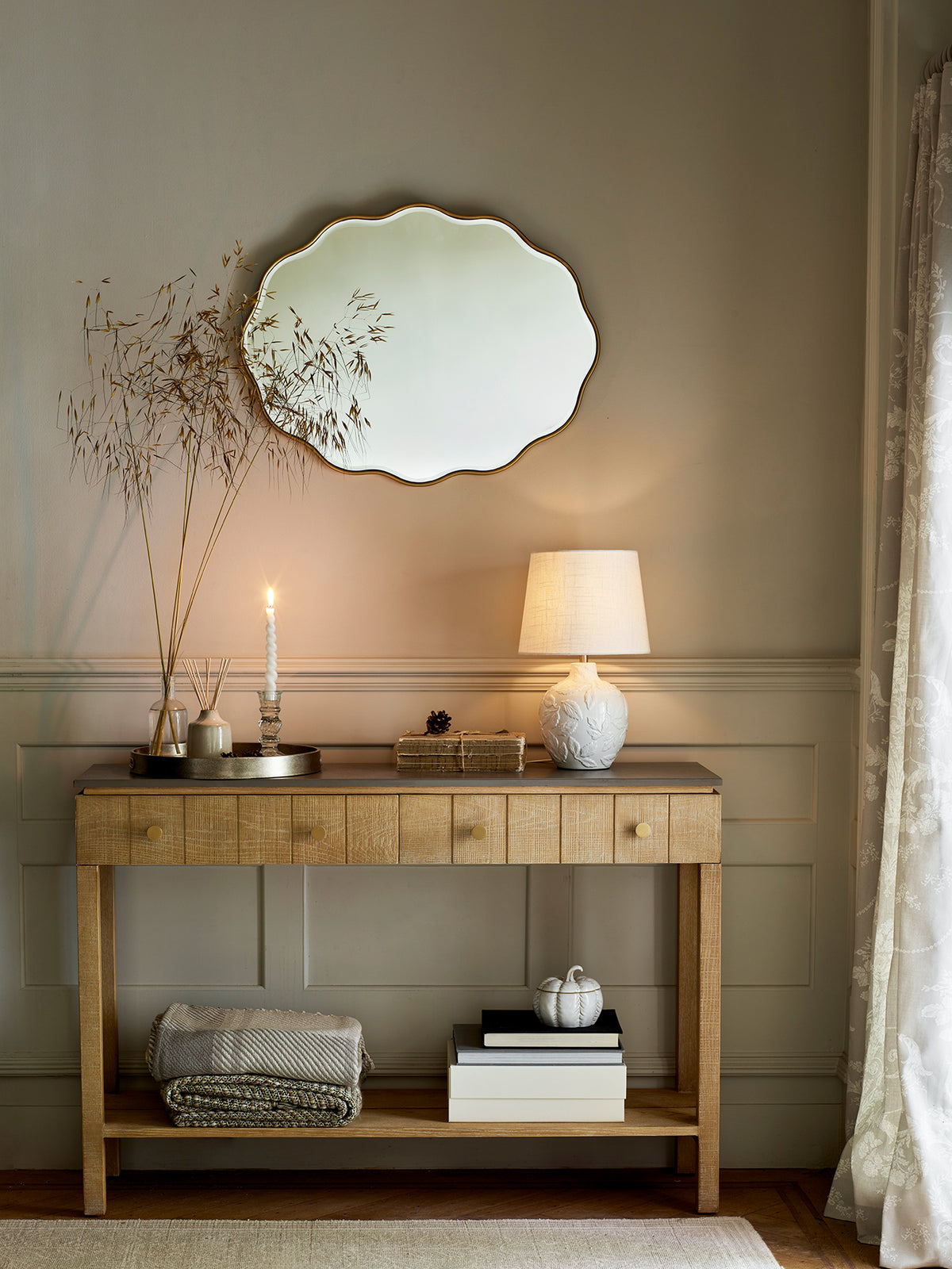 Washed Oak Braystone 2 Drawer Console Table