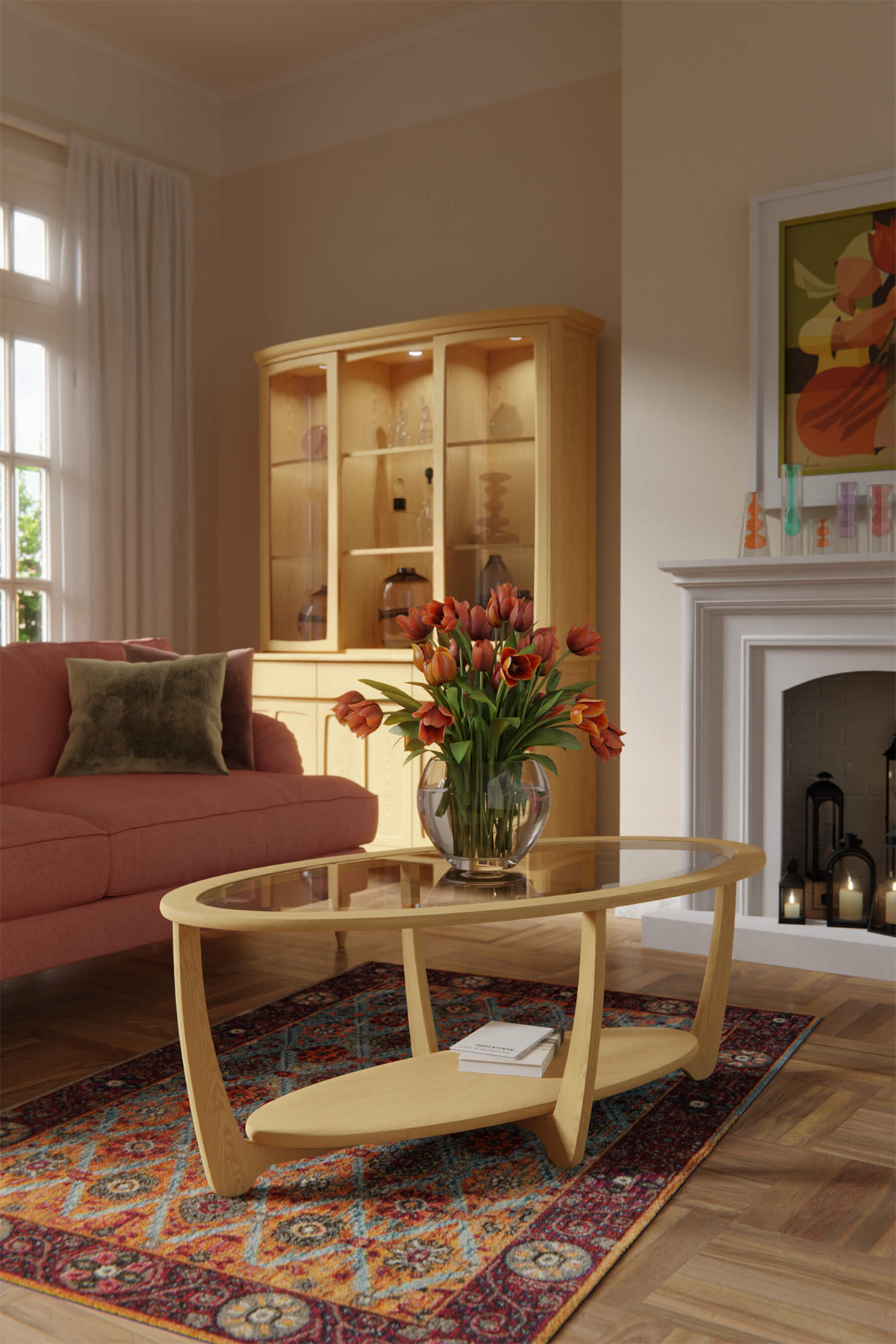 Shadows Glass Oval Coffee Table