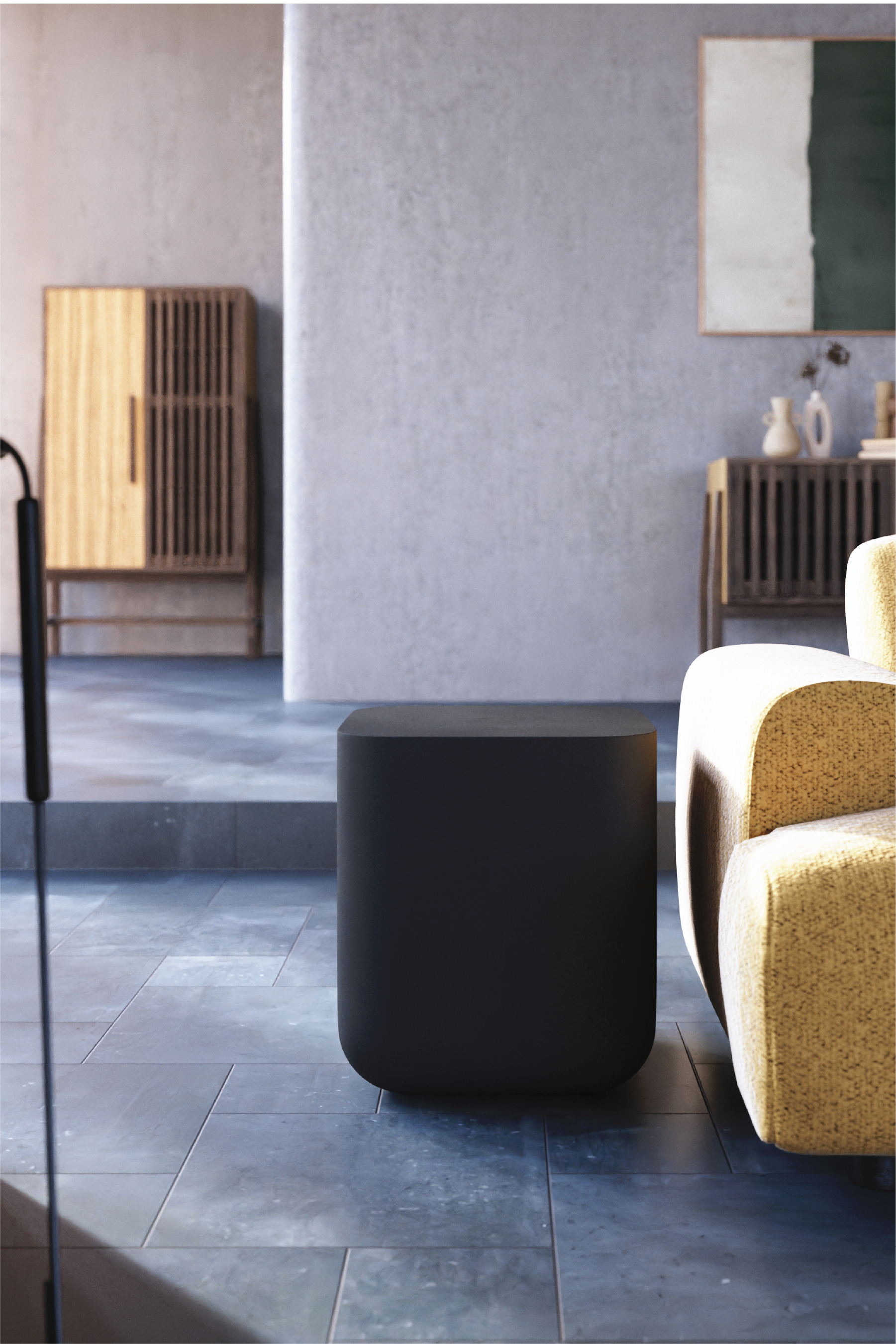 Flat Top Side Table (Pitted Charcoal)