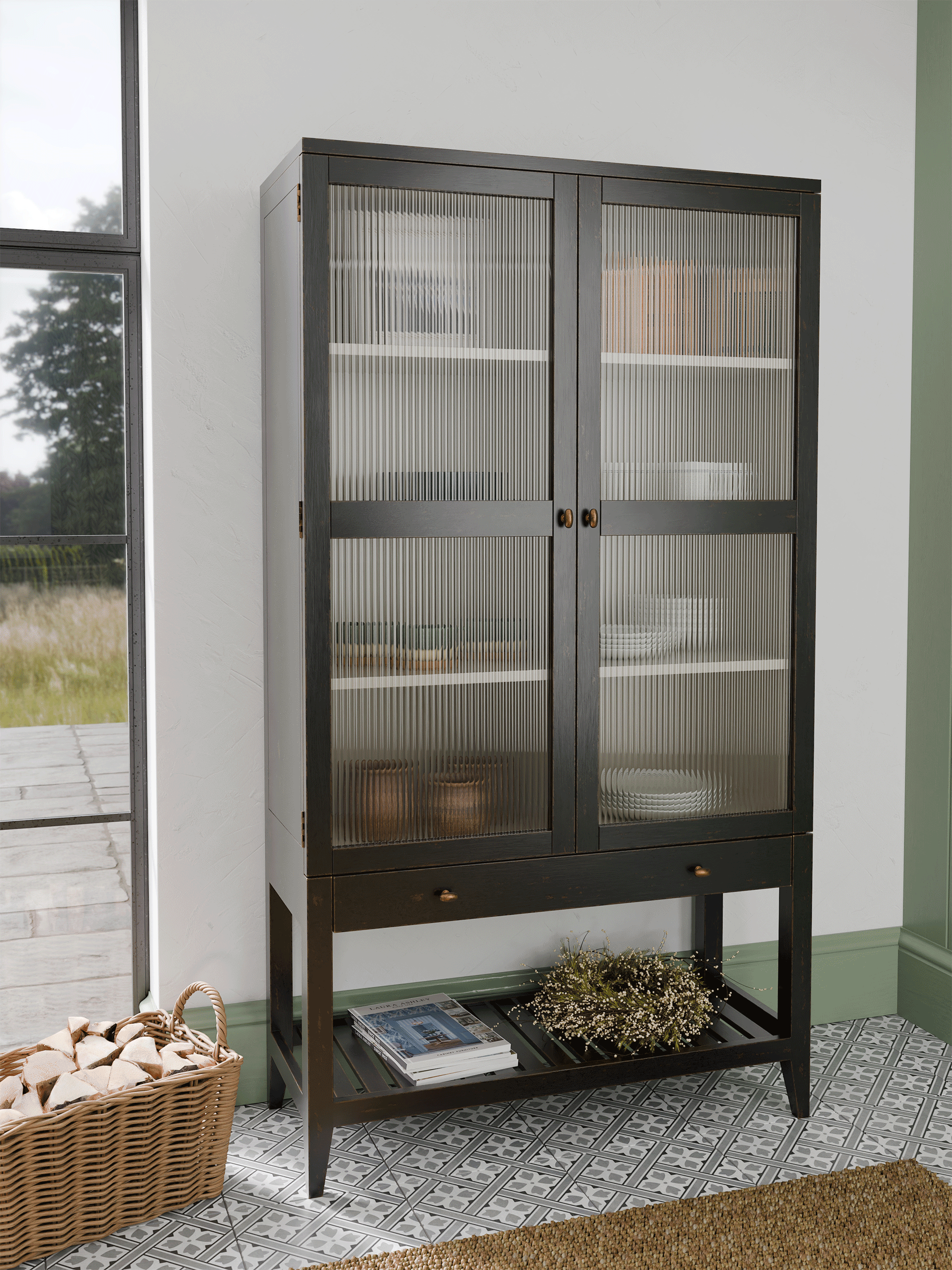 Barwick 2 Door 1 Drawer Glazed Cabinet