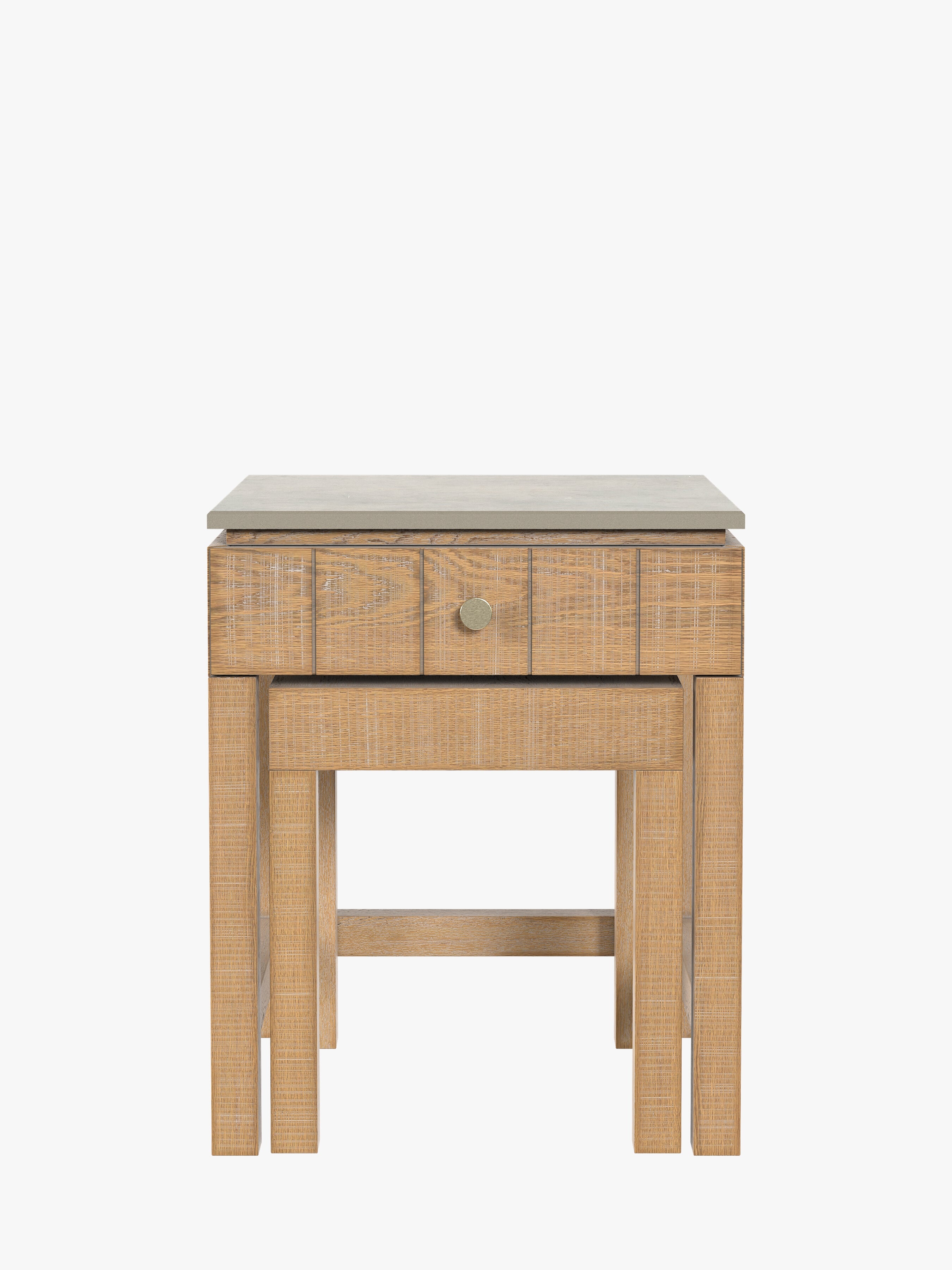 Washed Oak Braystone 1 Drawer Nest Of Tables