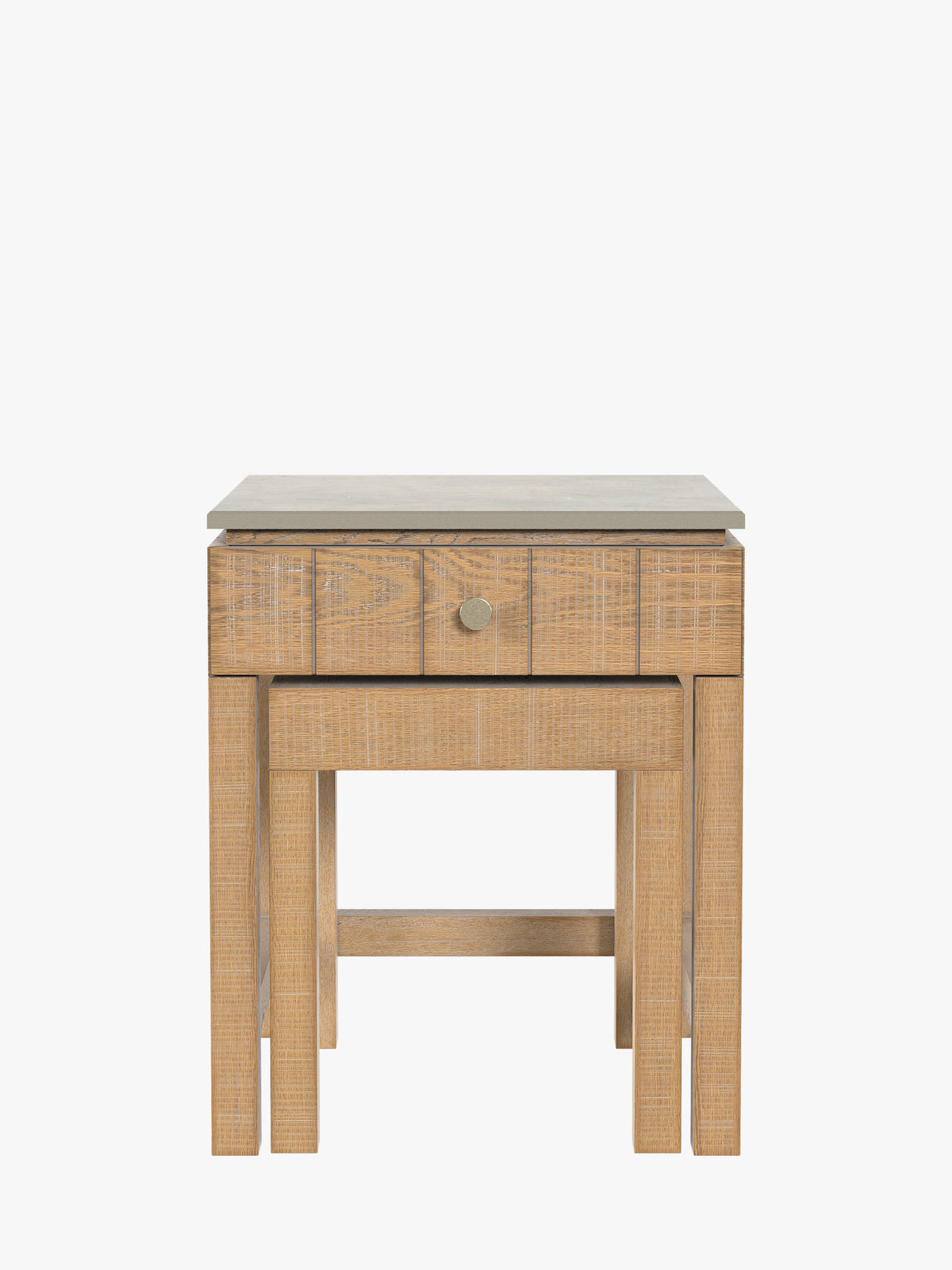 Washed Oak Braystone 1 Drawer Nest Of Tables