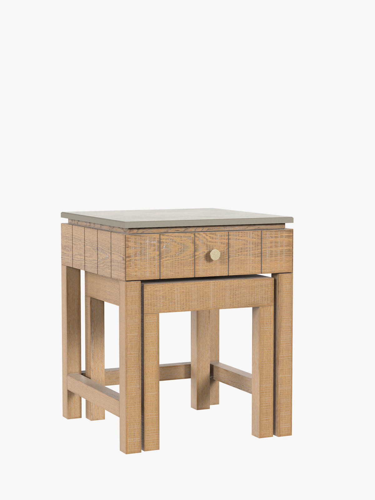 Washed Oak Braystone 1 Drawer Nest Of Tables