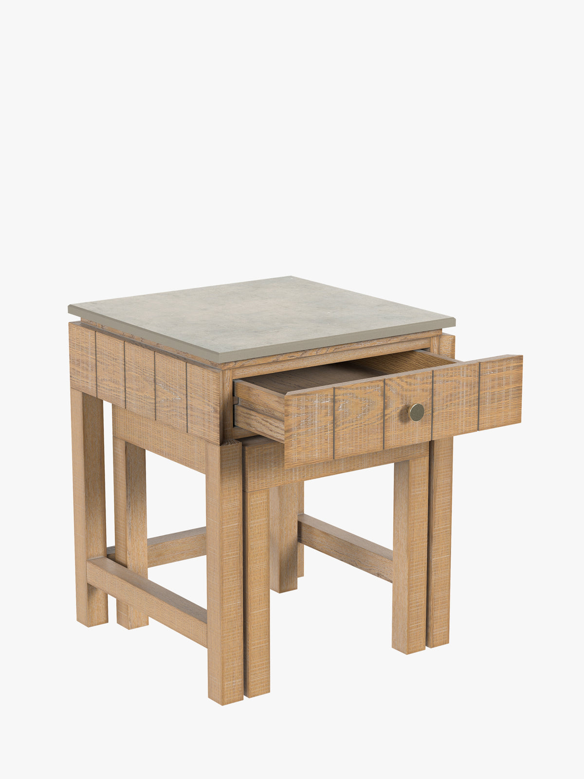 Washed Oak Braystone 1 Drawer Nest Of Tables