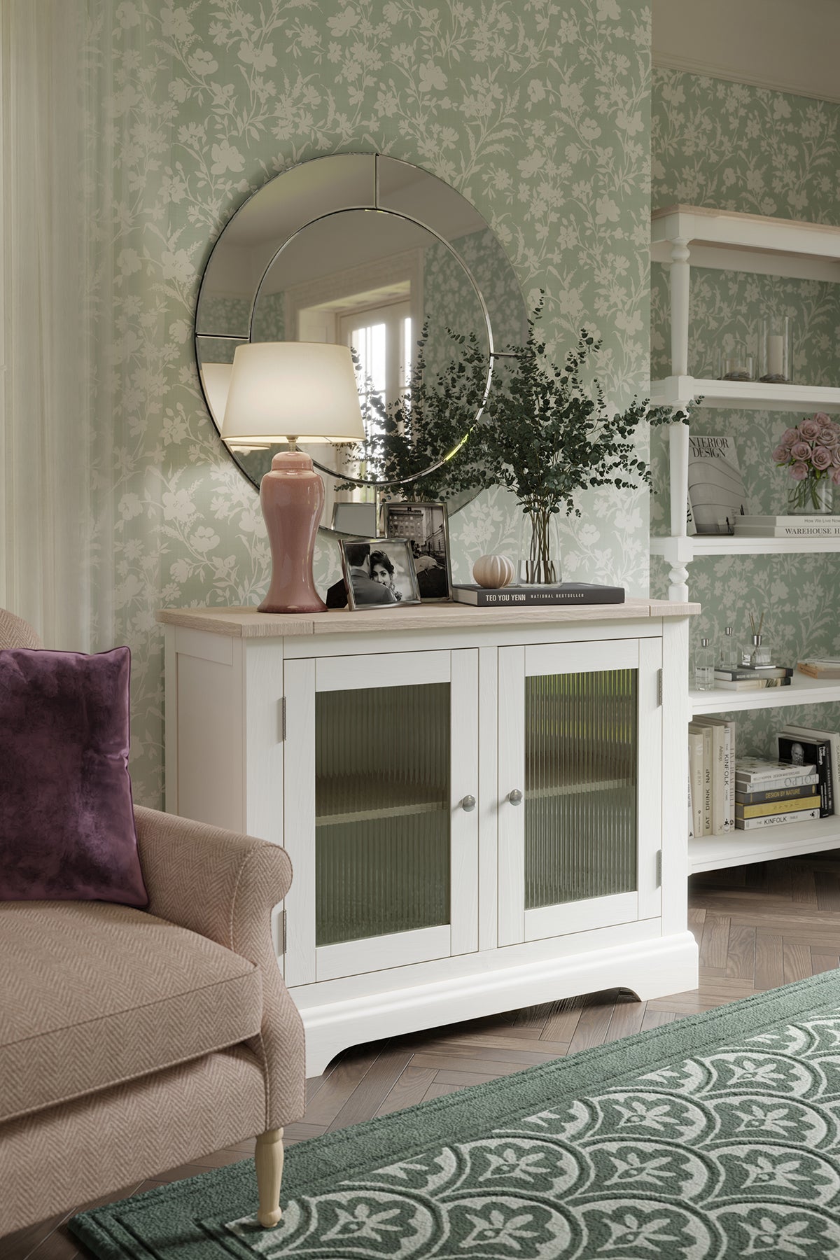 Dorset White 2 Door Glazed Sideboard