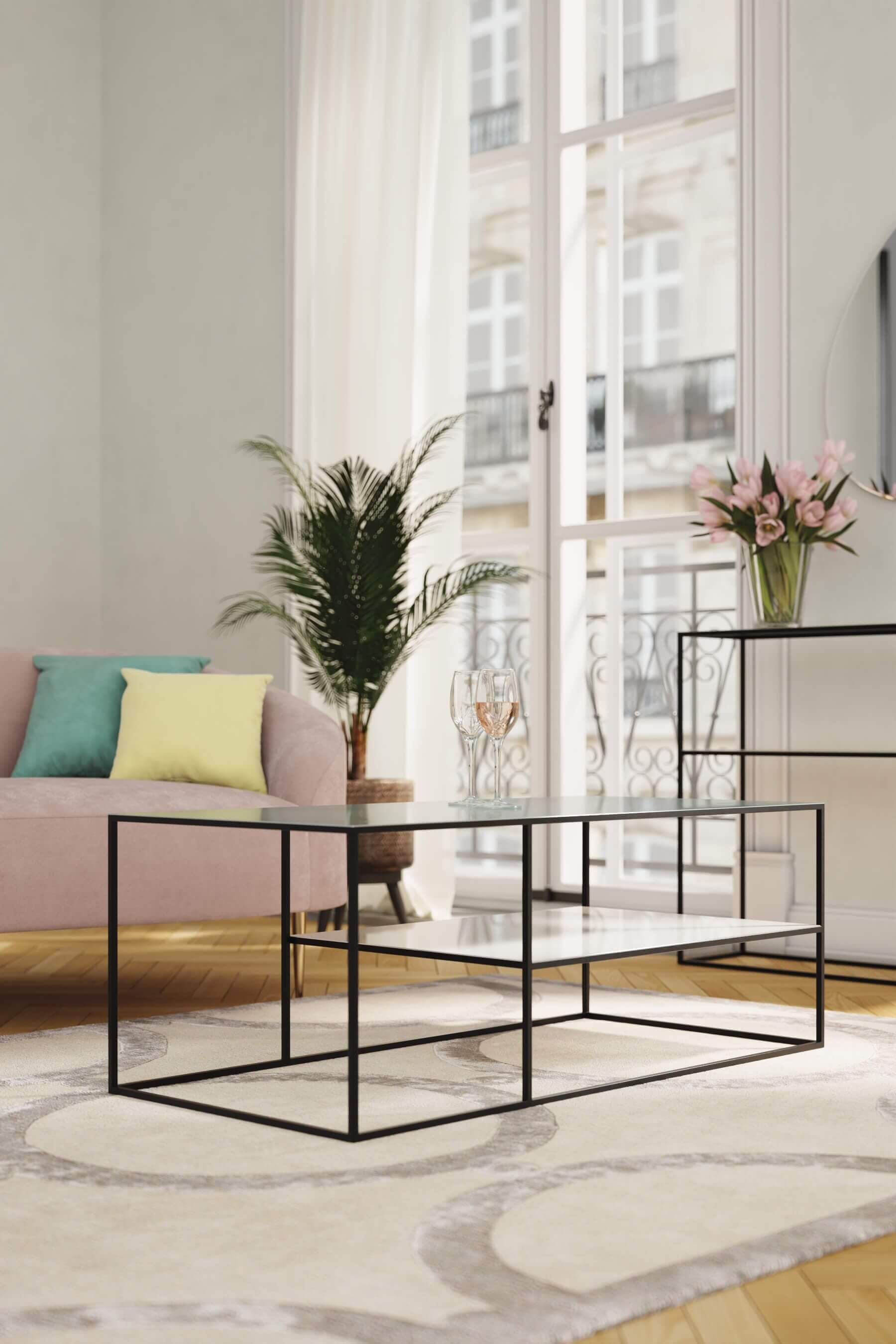 Fulham Coffee Table With A Shelf (Blue & Grey)