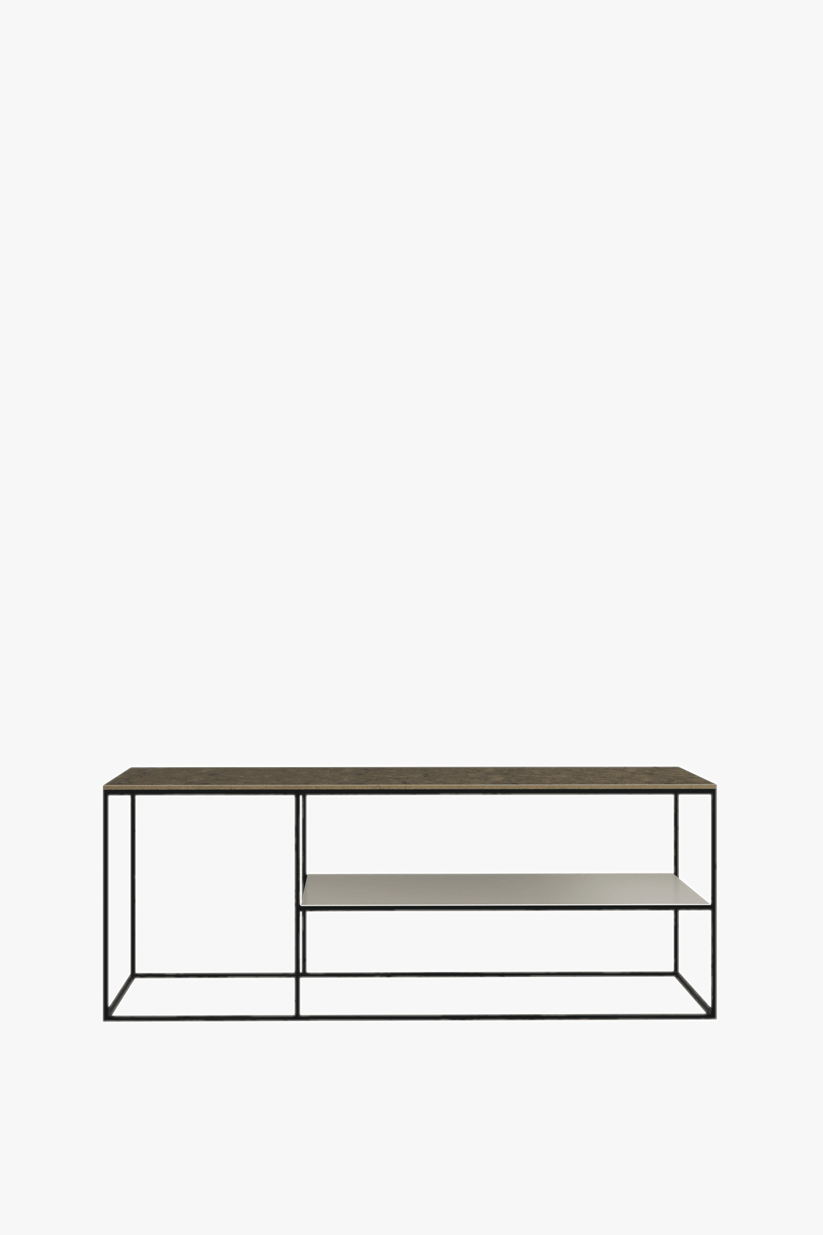 Fulham Coffee Table With A Shelf (Brass & Pebble)