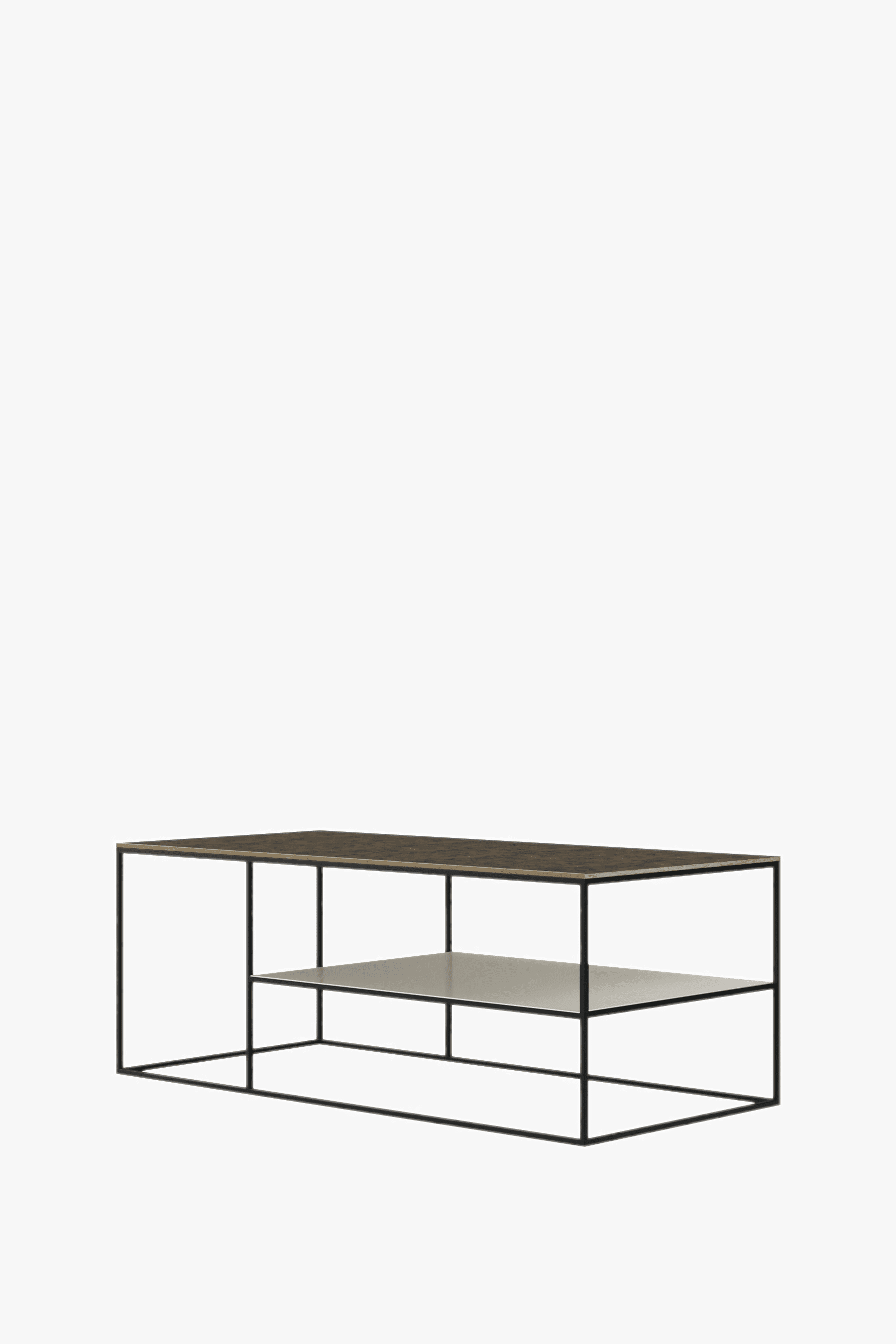 Fulham Coffee Table With A Shelf (Brass & Pebble)