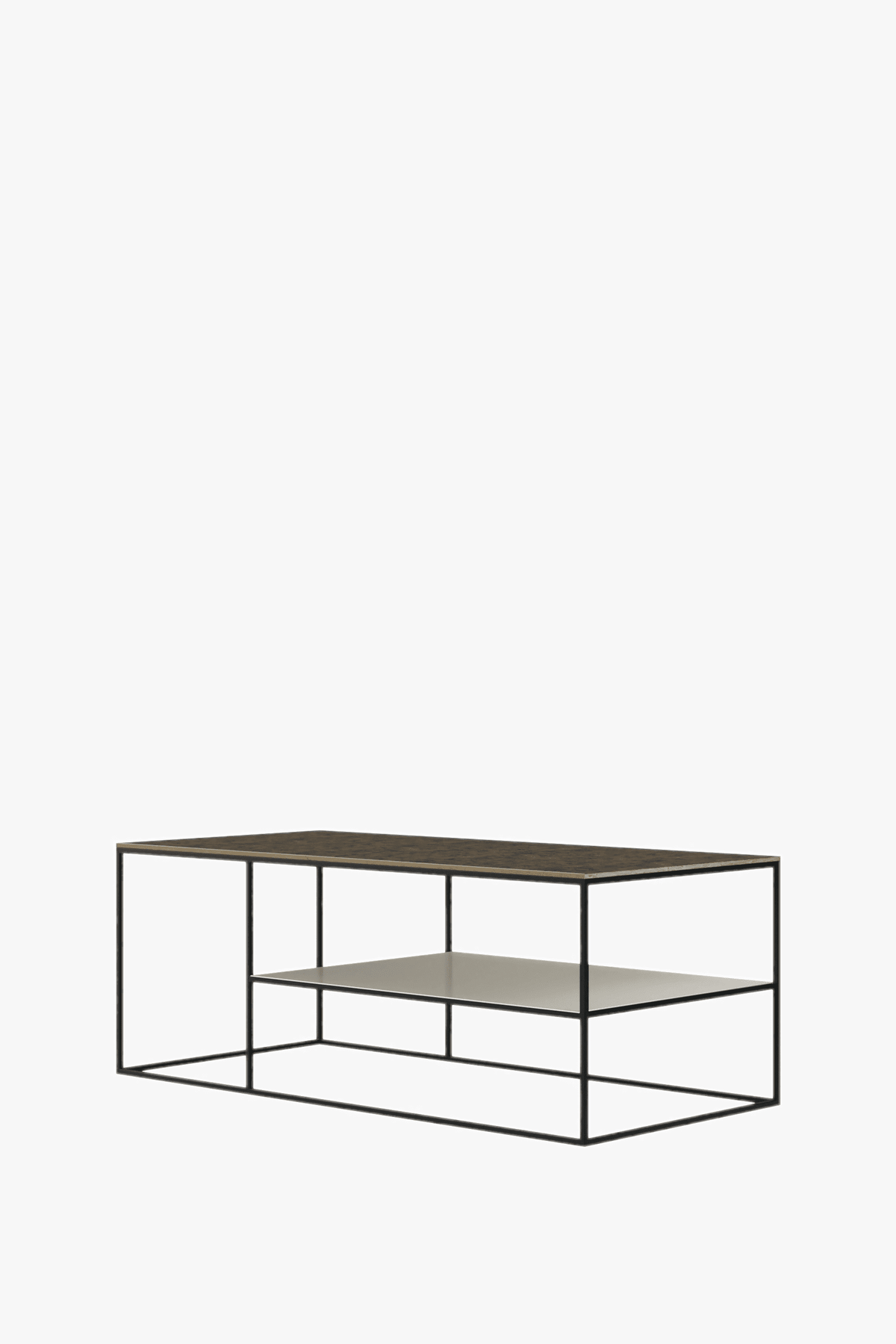 Fulham Coffee Table With A Shelf (Brass & Pebble)