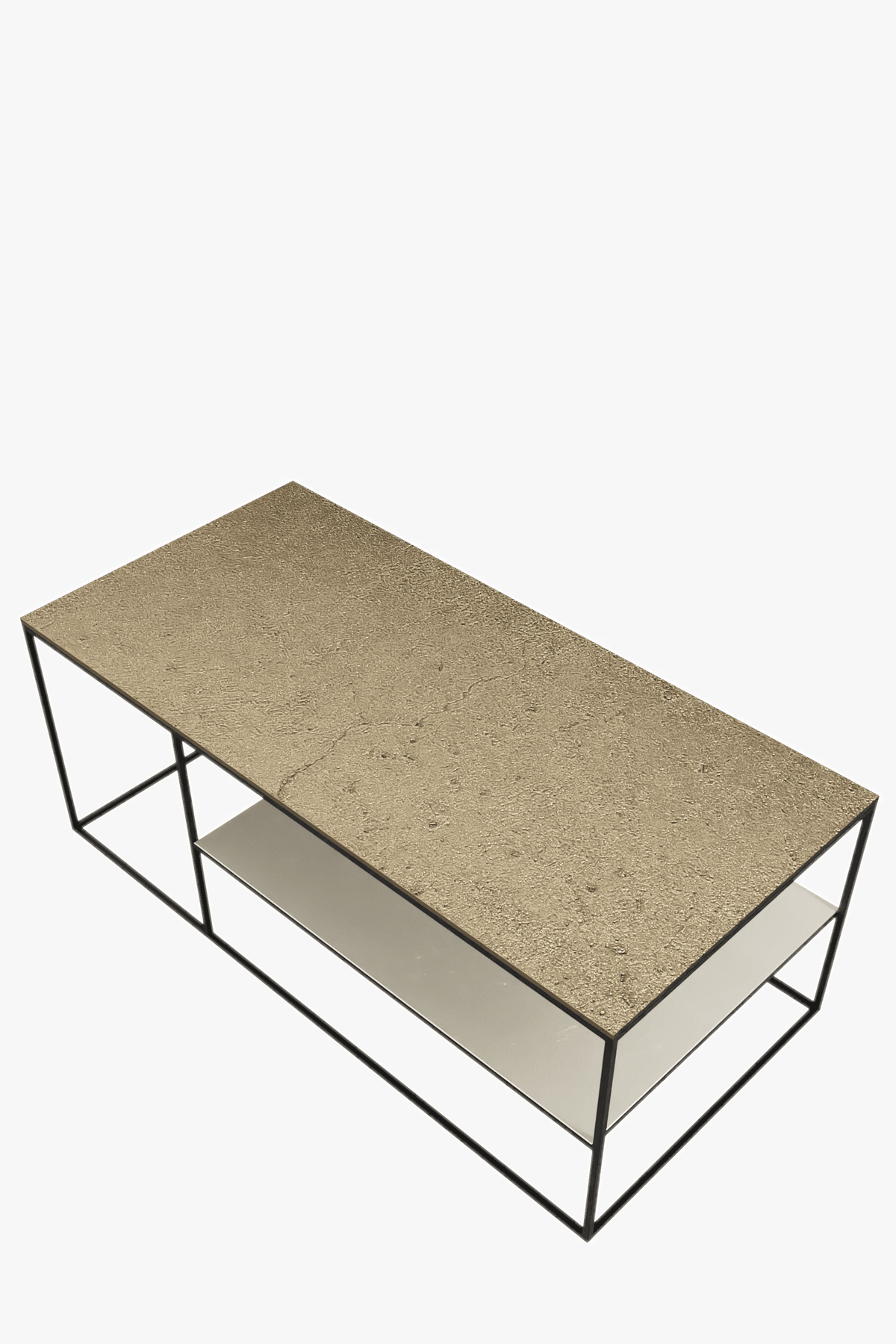 Fulham Coffee Table With A Shelf (Brass & Pebble)