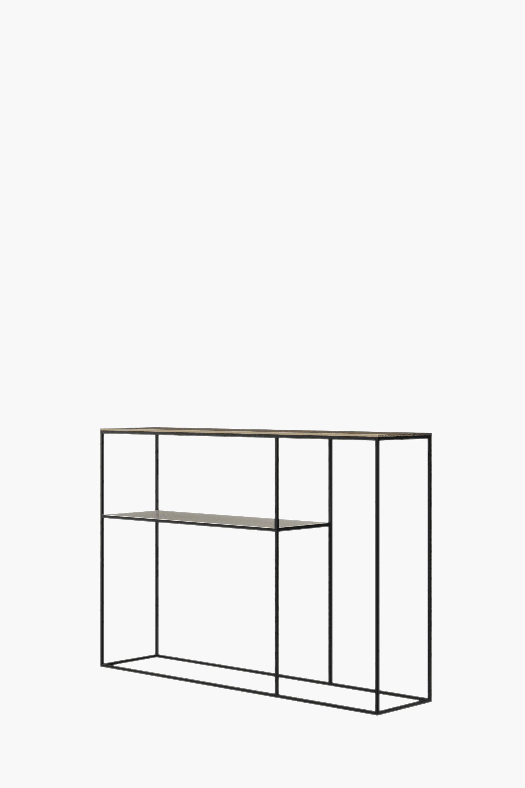Fulham Console Table With A Shelf (Brass & Pebble)