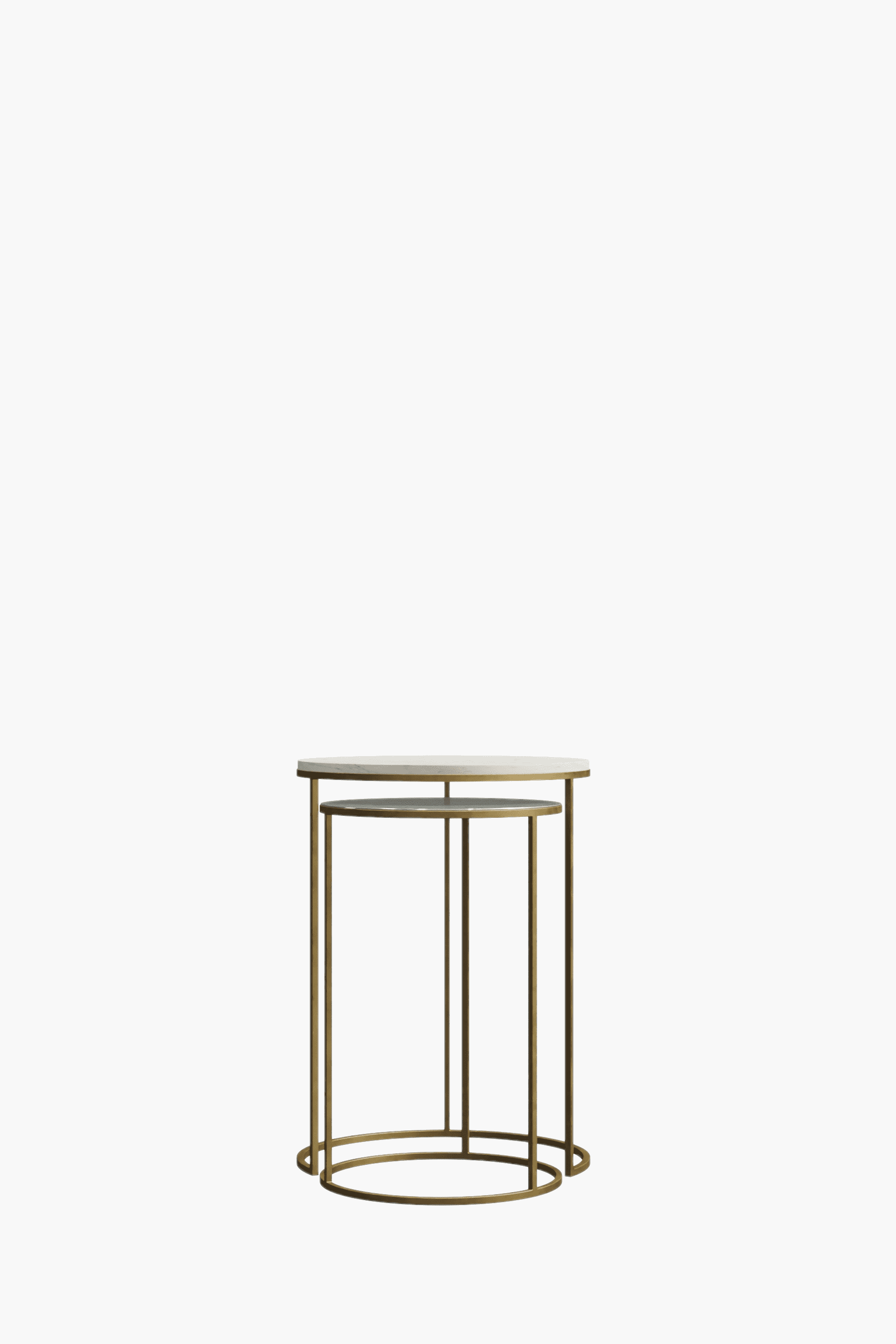 Fulham Nest Of Round Tables (White Marble & Green)