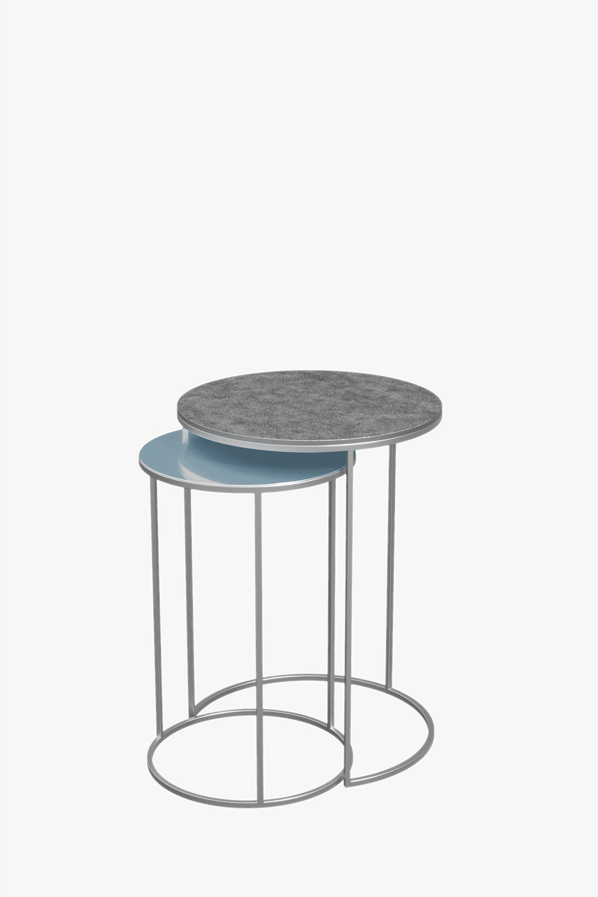 Fulham Nest Of Round Tables (Silver Cast & Blue)
