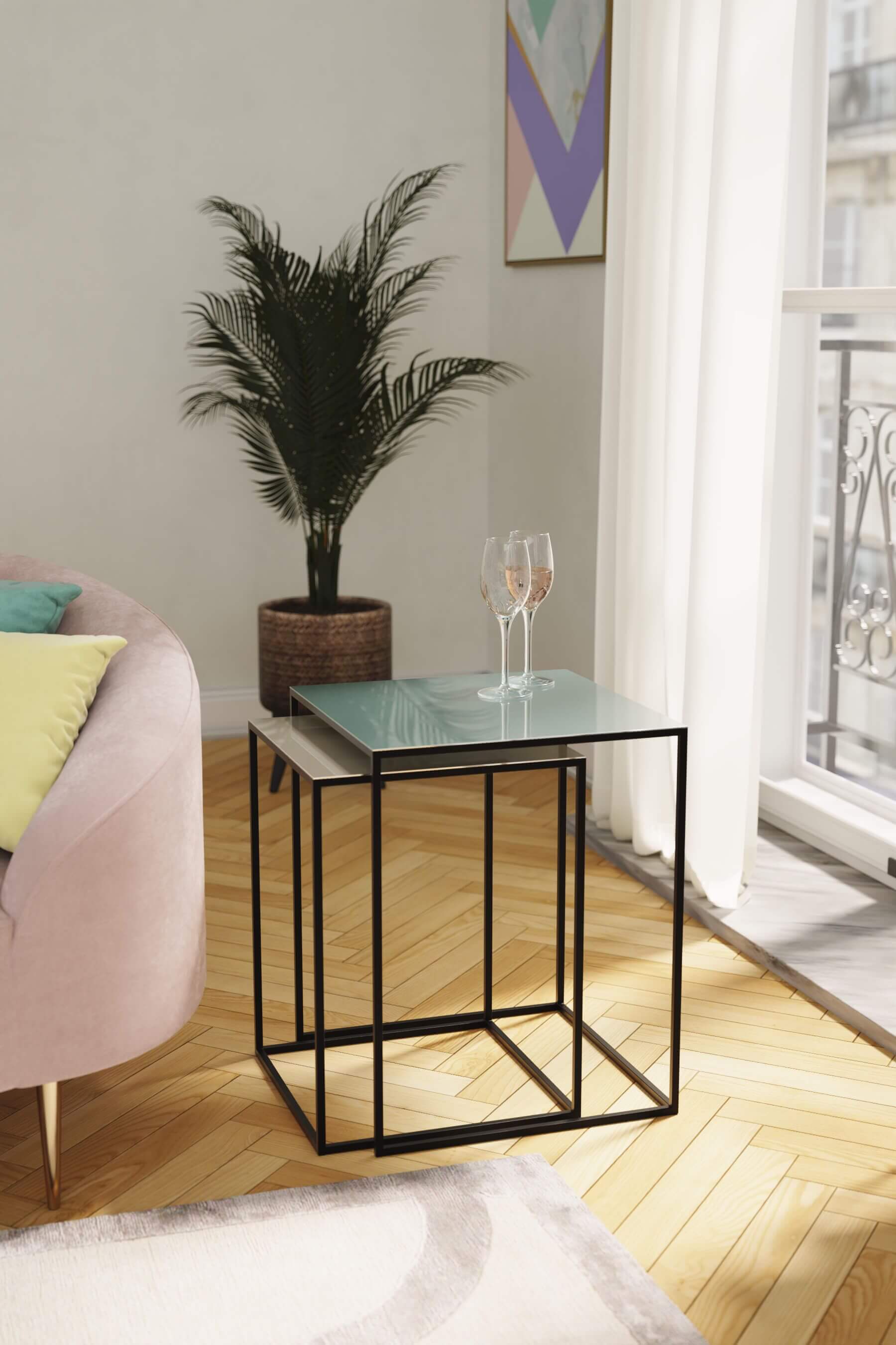 Fulham Nest Of Square Tables (Blue & Grey)