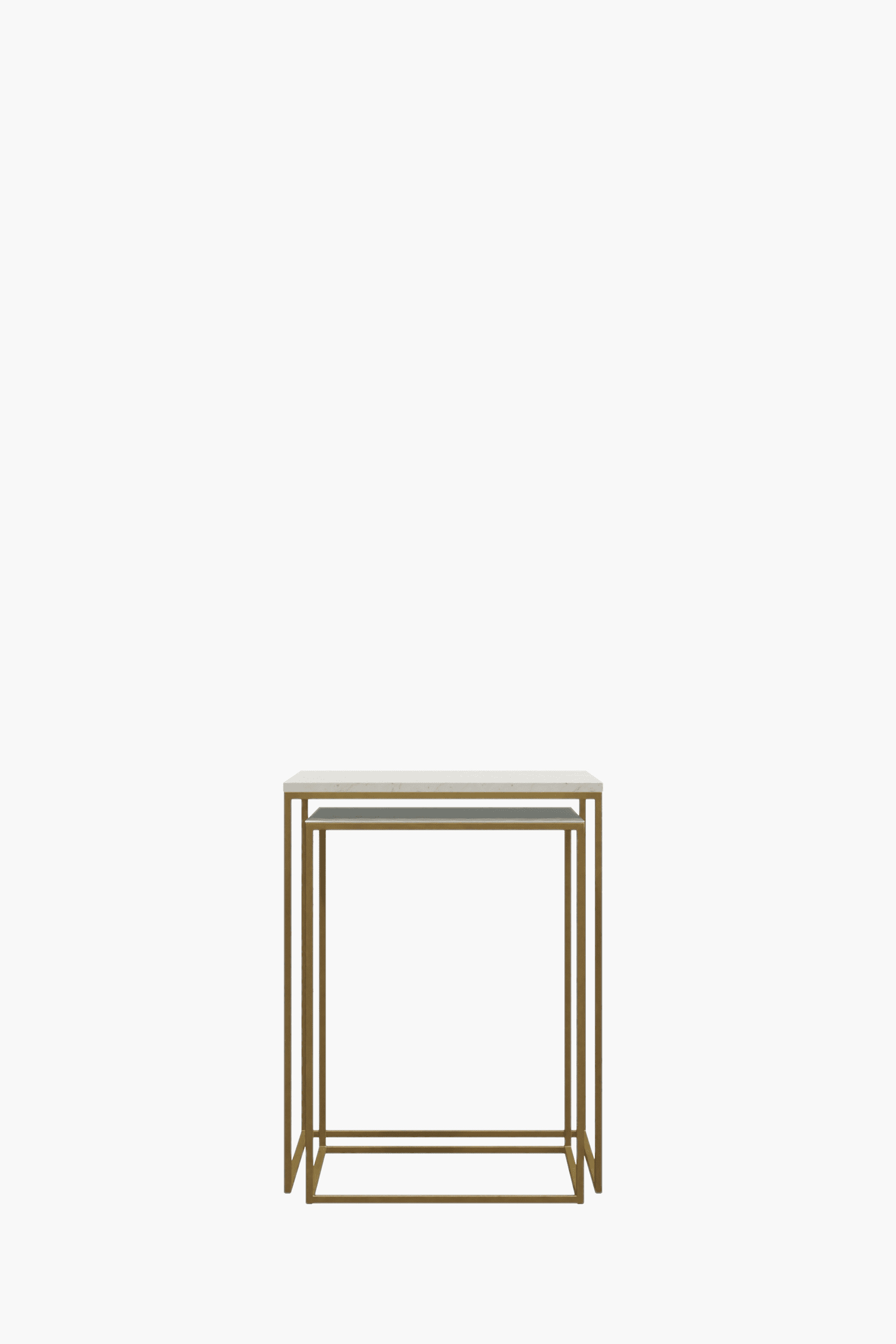 Fulham Nest Of Square Tables (White, Marble & Green)