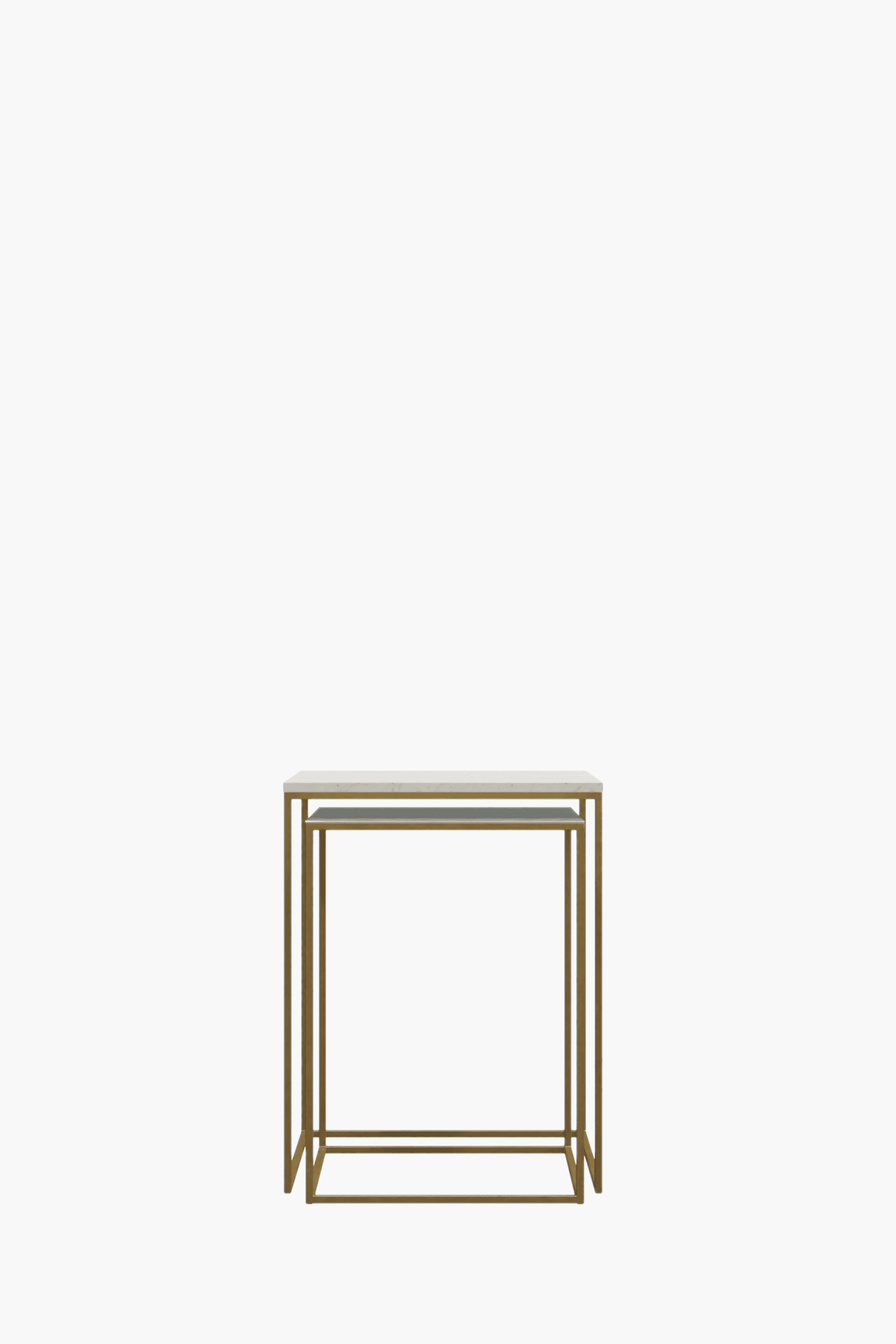 Fulham Nest Of Square Tables (White, Marble & Green)