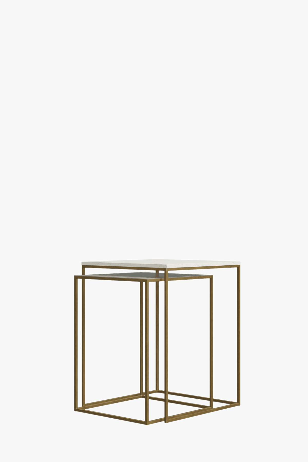 Fulham Nest Of Square Tables (White, Marble & Green)