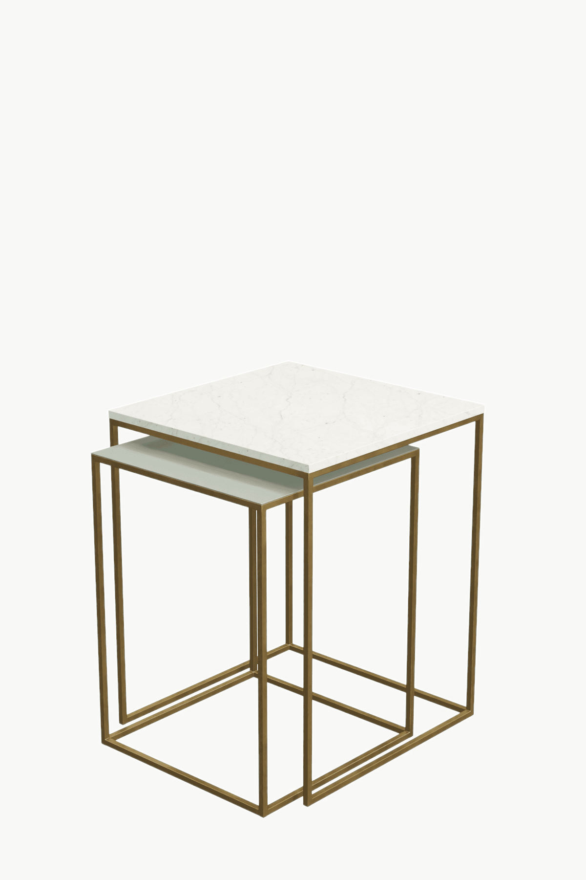 Fulham Nest Of Square Tables (White, Marble & Green)