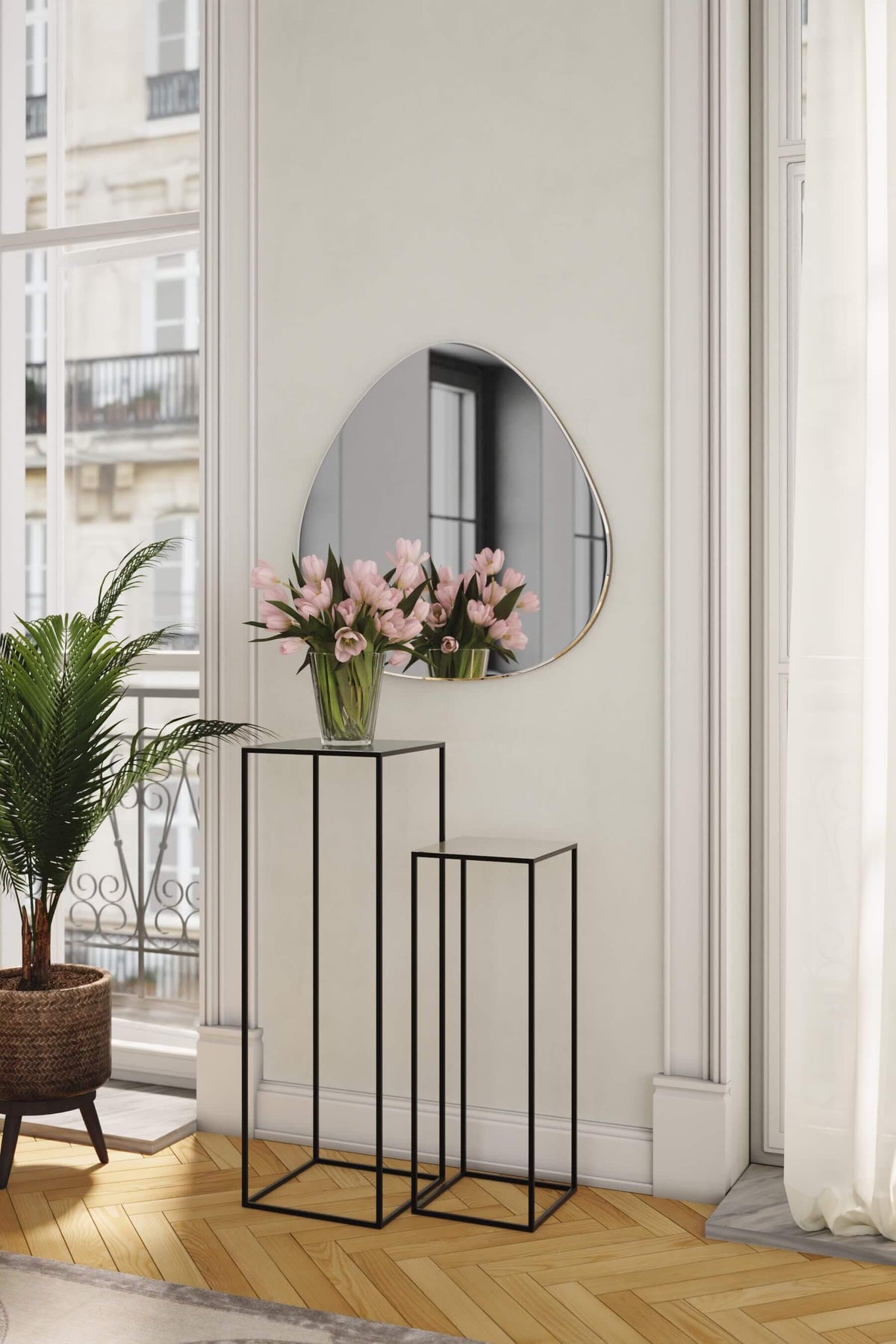 Fulham Pair Of Pedestal Tables (Blue & Grey)