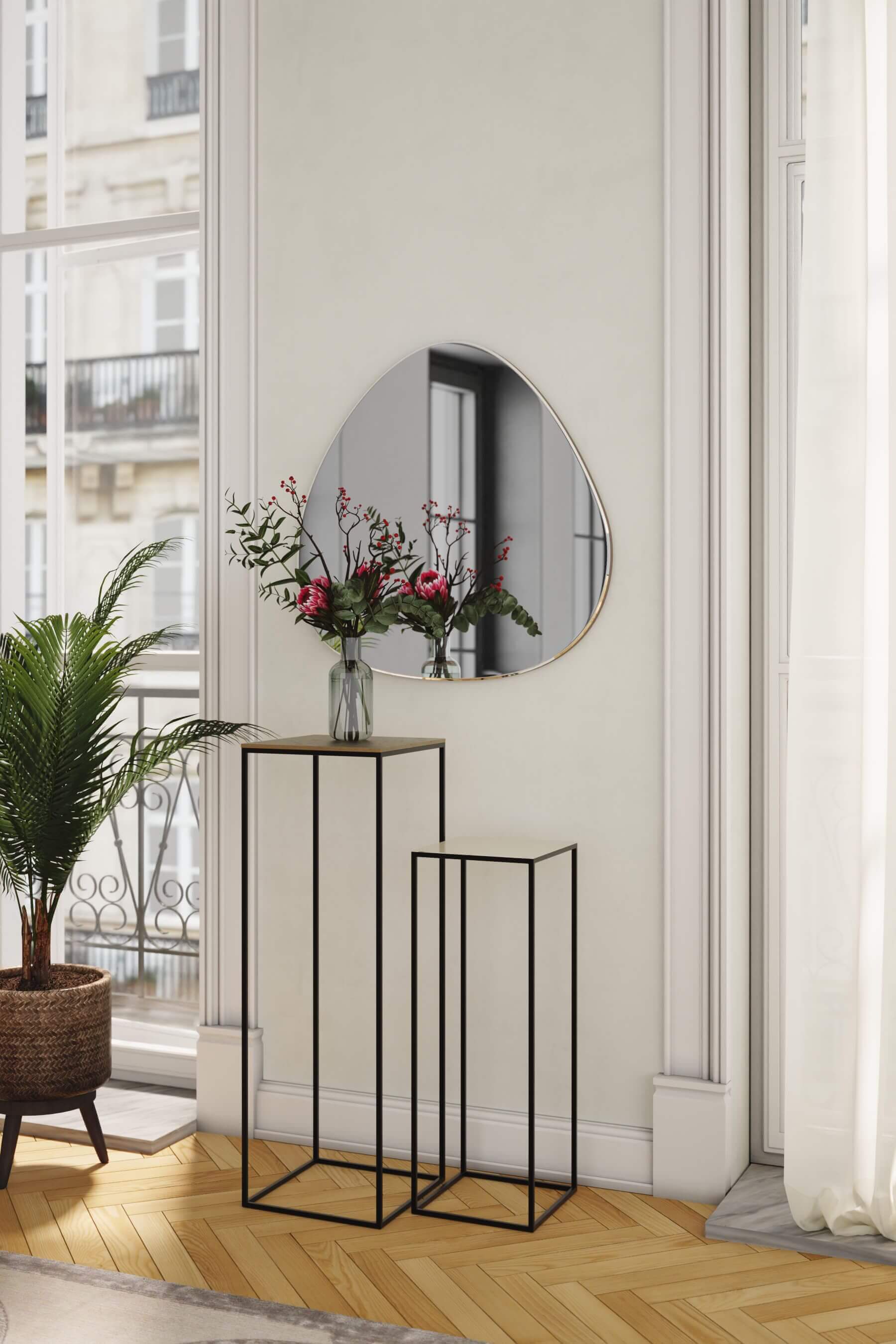 Fulham Pair Of Pedestal Tables (Brass & Pebble)